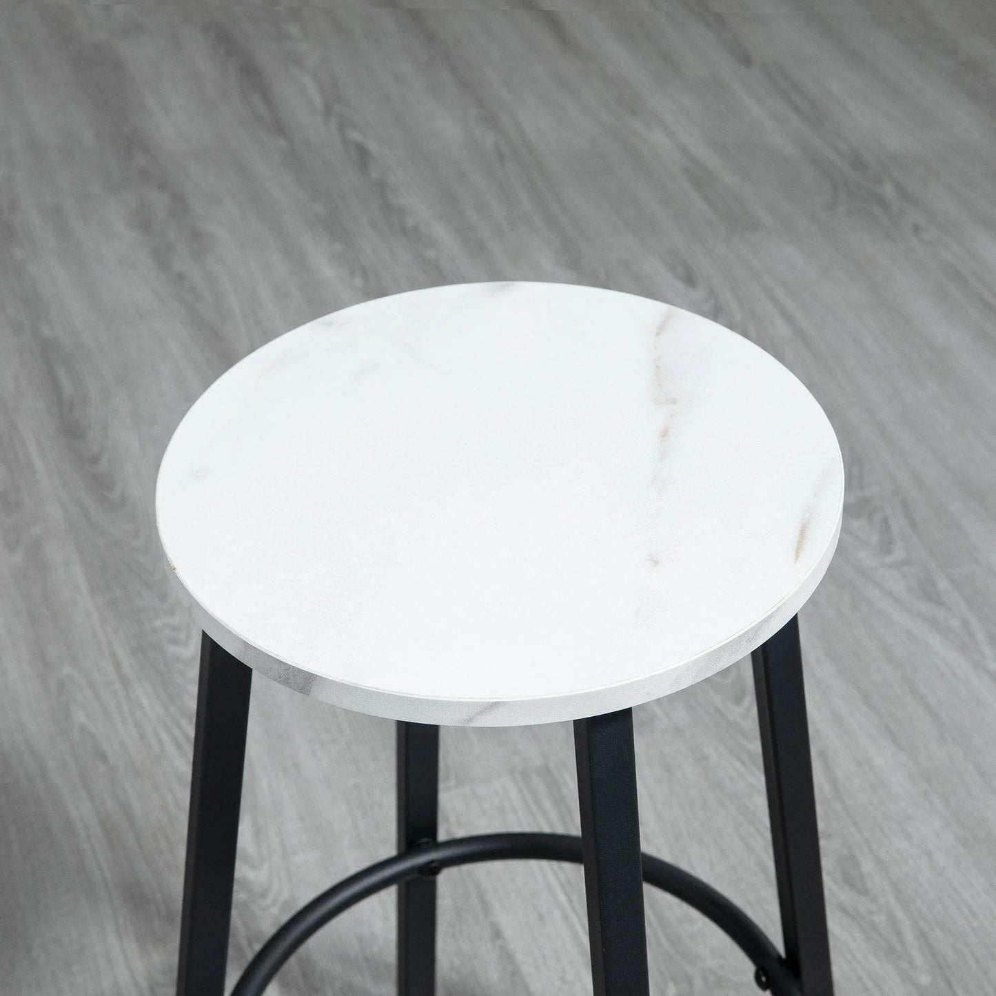 HOMCOM Elegant White and Black Marble-Effect Dining Set with Two Stools - ALL4U RETAILER LTD