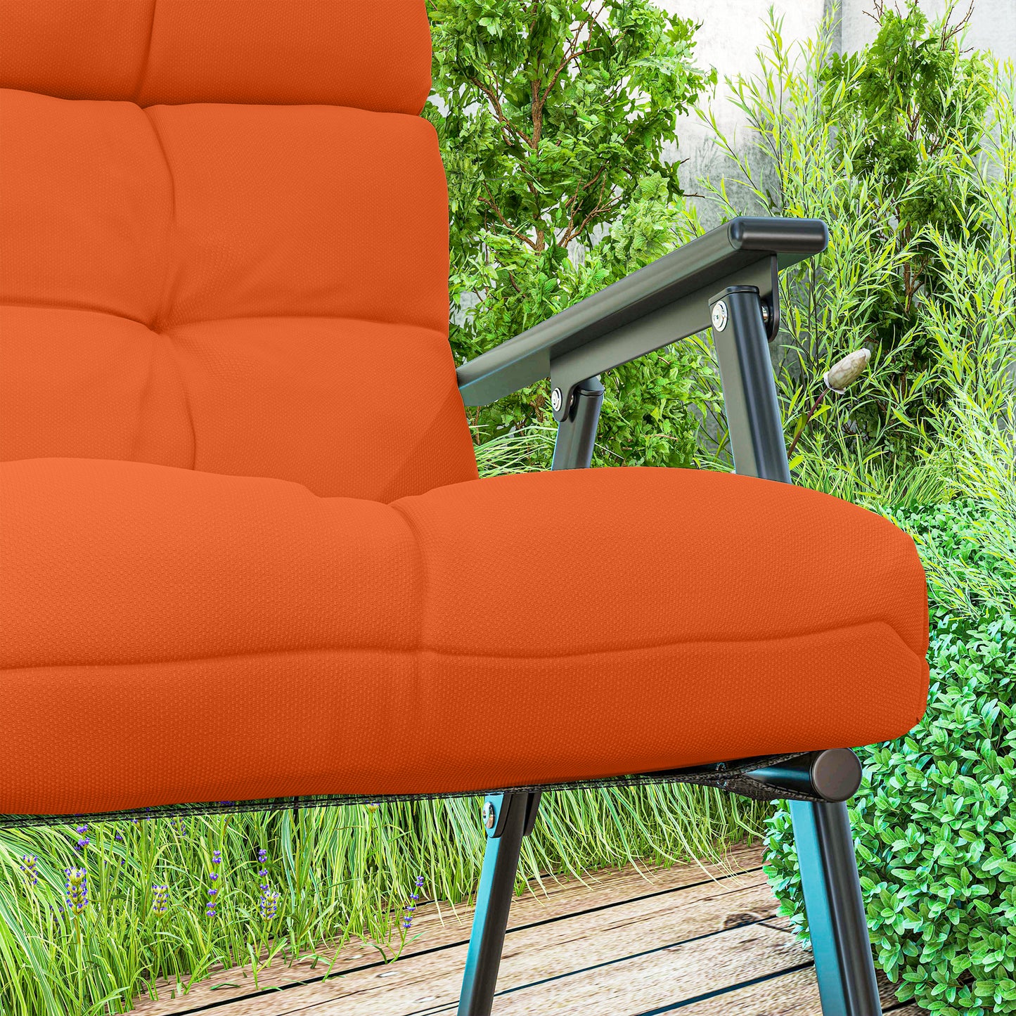 Outsunny Set Of Two Padded Outdoor Seat Cushions With Cushioned Back Rest Orange For Patio Chairs