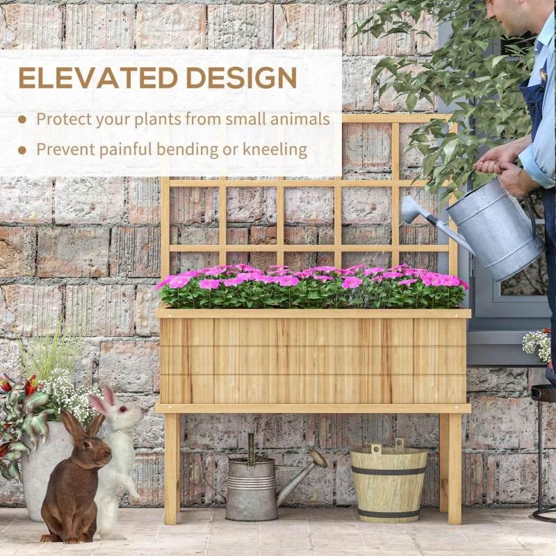 Outsunny 45 x 105cm Wooden Garden Planter with Trellis - Natural Wood Finish for Stylish Outdoor Décor and Plant Growth - ALL4U RETAILER LTD