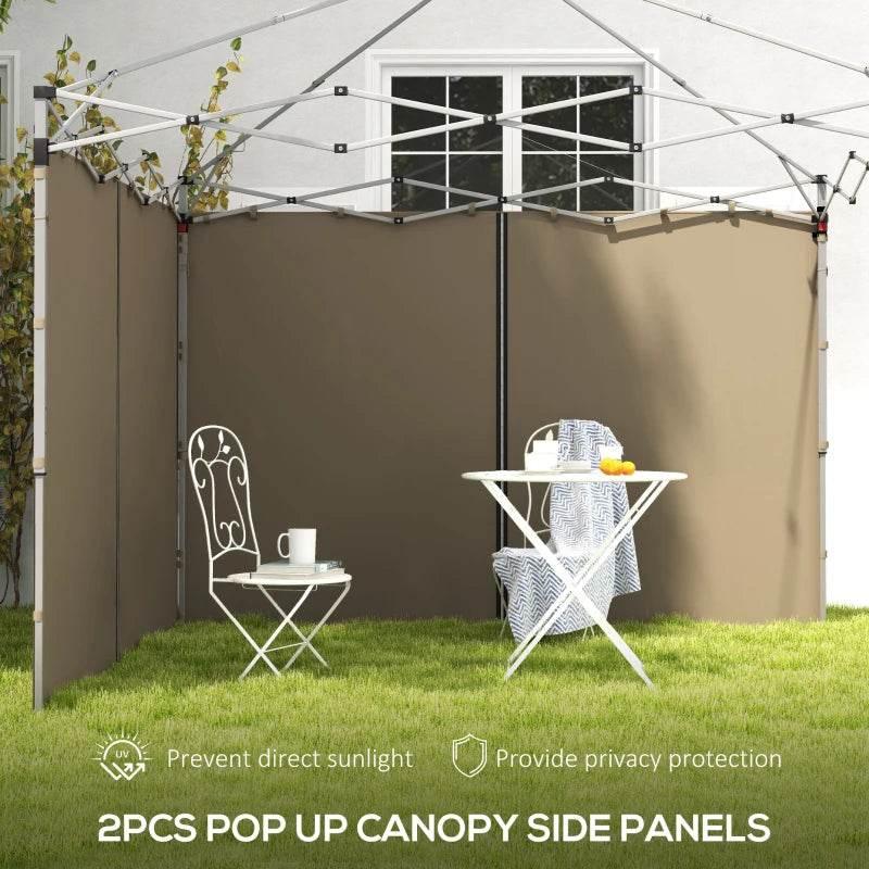 Beige pop-up gazebo side panels with open doorway for privacy and shade