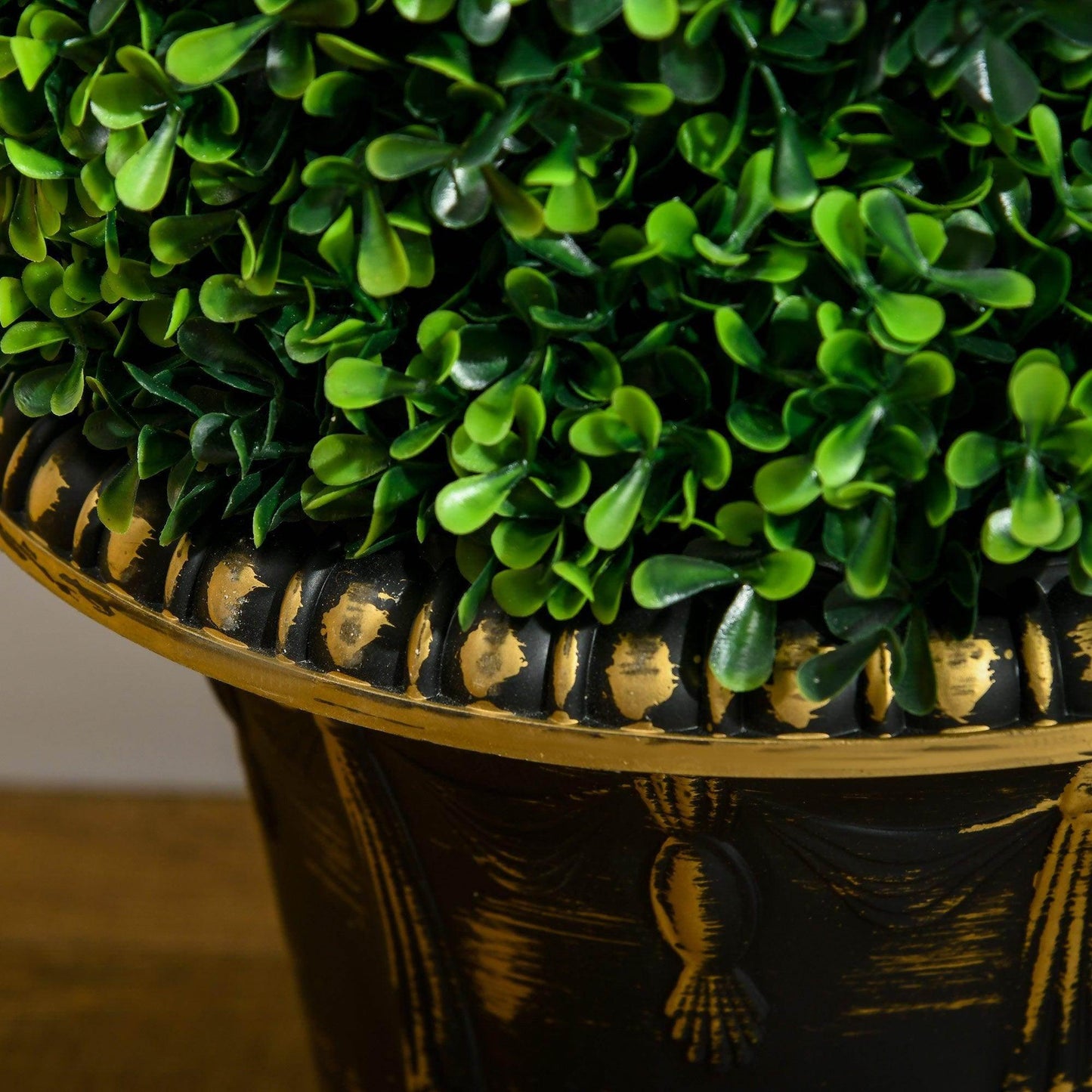 HOMCOM Set of 2 Artificial Plants, Topiary Spiral Boxwood Trees with Pot, for Home Indoor Outdoor Decor, 90cm - ALL4U RETAILER LTD