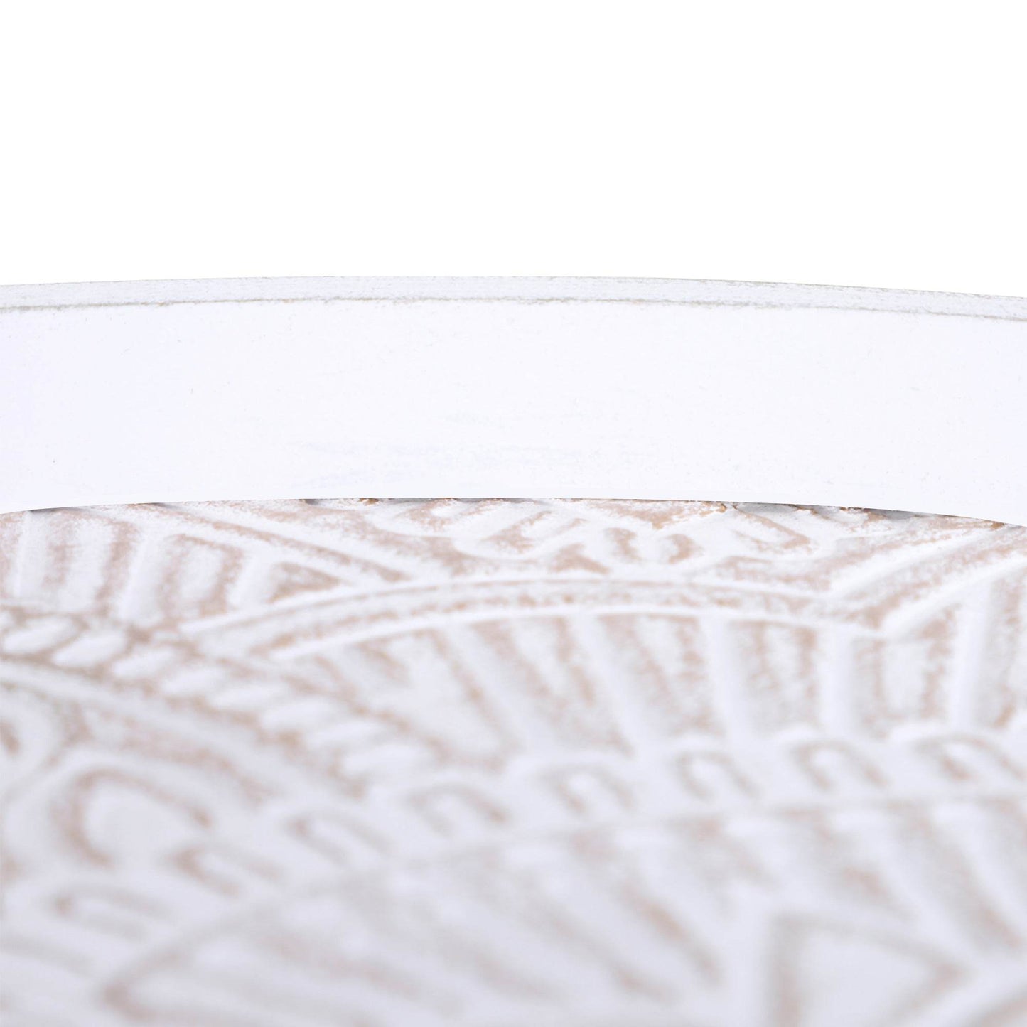 HOMCOM Coffee Table Carved Floral Round Table Tray-style Top Wood Legs Modern Side Table Living Room Set 2 White - ALL4U RETAILER LTD