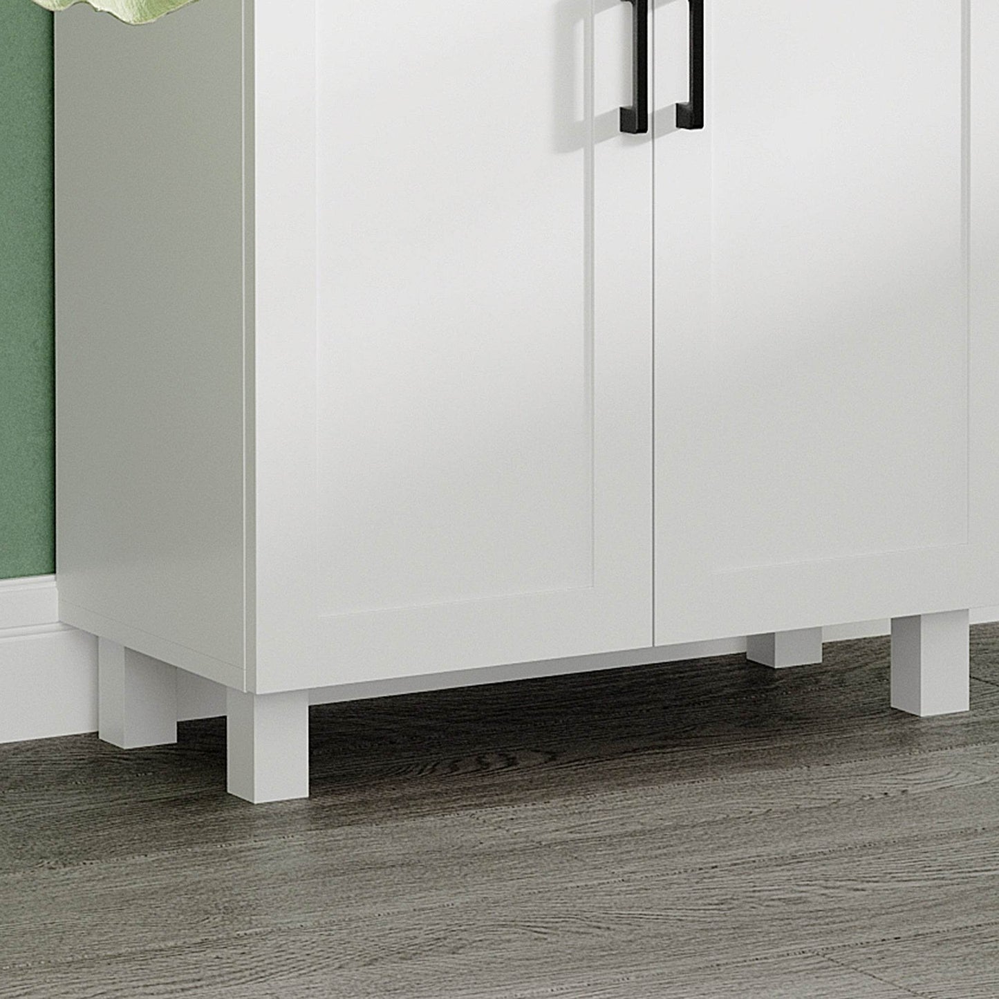 Nordic-Style Freestanding Kitchen Storage Cabinet with Drawer and Open Countertop, 130cm, White - ALL4U RETAILER LTD