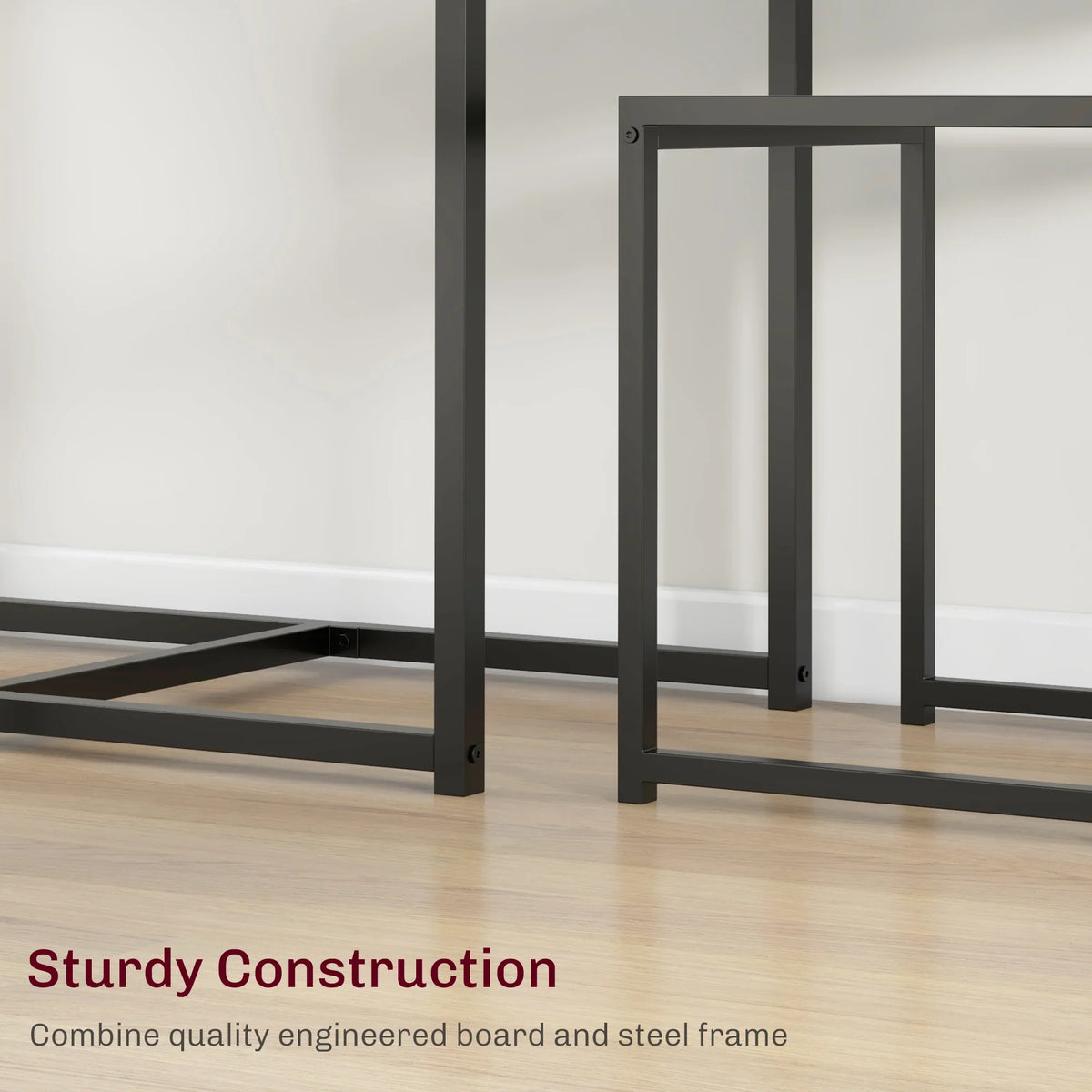 Black dining chair frame with steel legs and table base support