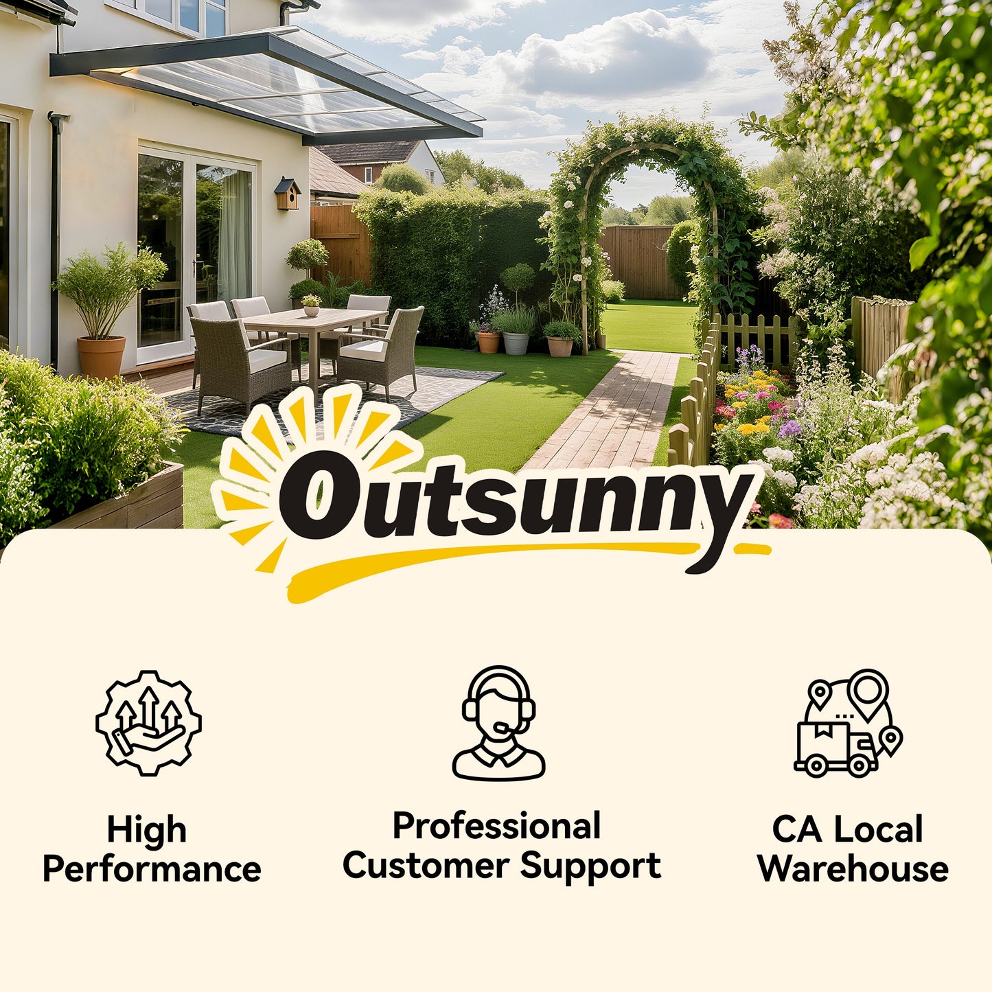 Outsunny Front Door Canopy Outdoor Awning Rain Shelter 303x96 cm Clear Aluminium Frame