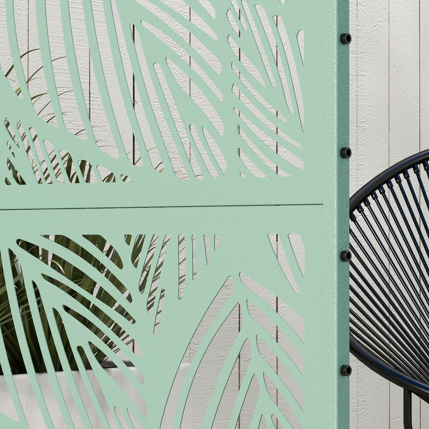 Outsunny Green Leaf Metal Outdoor Privacy Screen Divider Trellis For Patio Garden