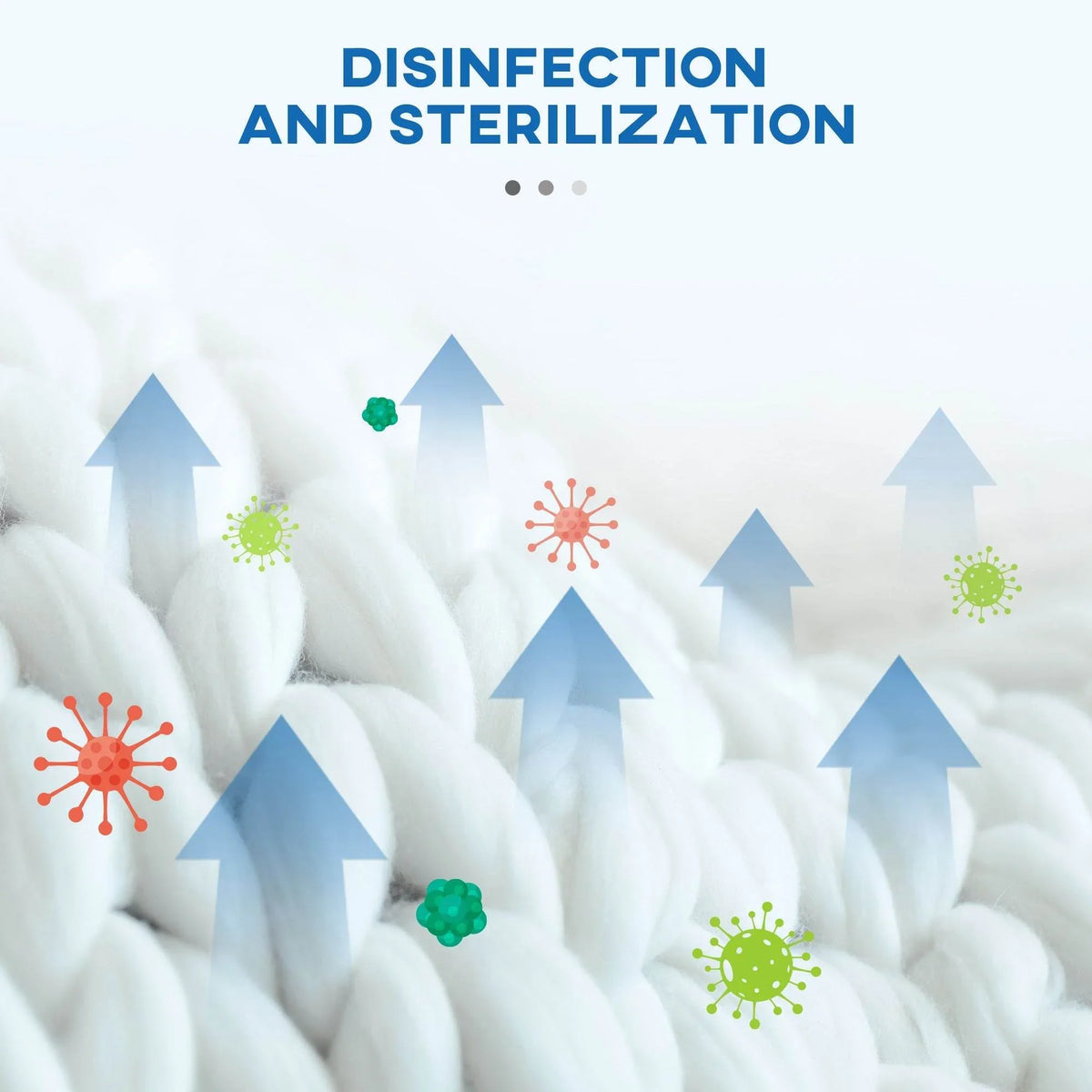 Clothes inside a compact tumble dryer drum for disinfection and sterilization cycles