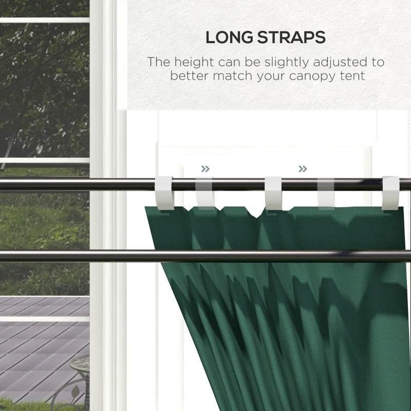 Green gazebo side panel with long adjustable straps and window mesh