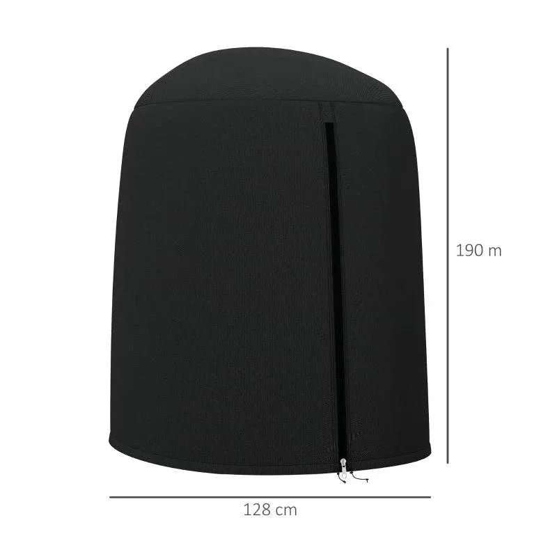 Black egg chair cover with vertical front zipper and tripod legs base