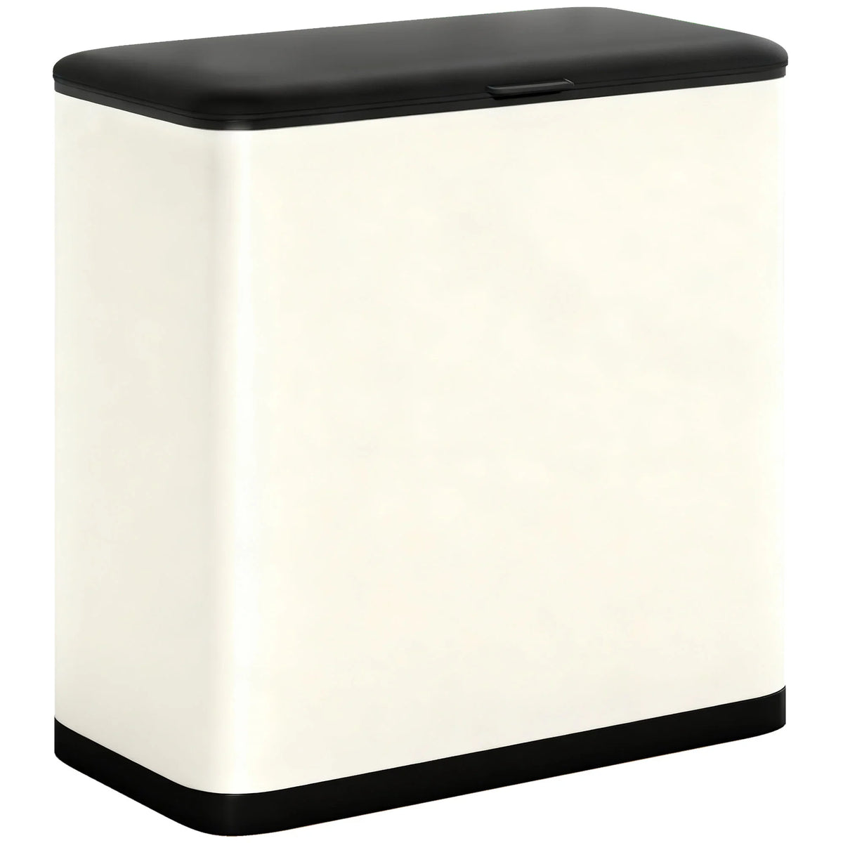 8L kitchen trash bin with black lid and removable inner bucket, white body
