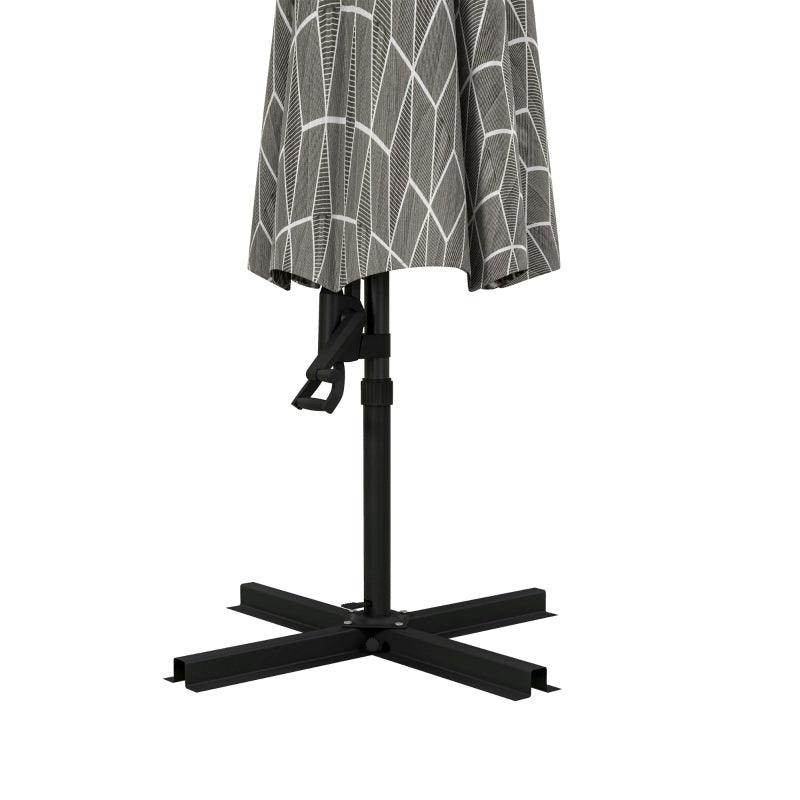 Outsunny 3m Convertible Cantilever Parasol and Centre-Post Garden Parasol - 360° Rotation Banana Parasol with Crank Handle, Cross Base, and 8 Ribs - Hanging Patio Umbrella in Black and White - ALL4U RETAILER LTD