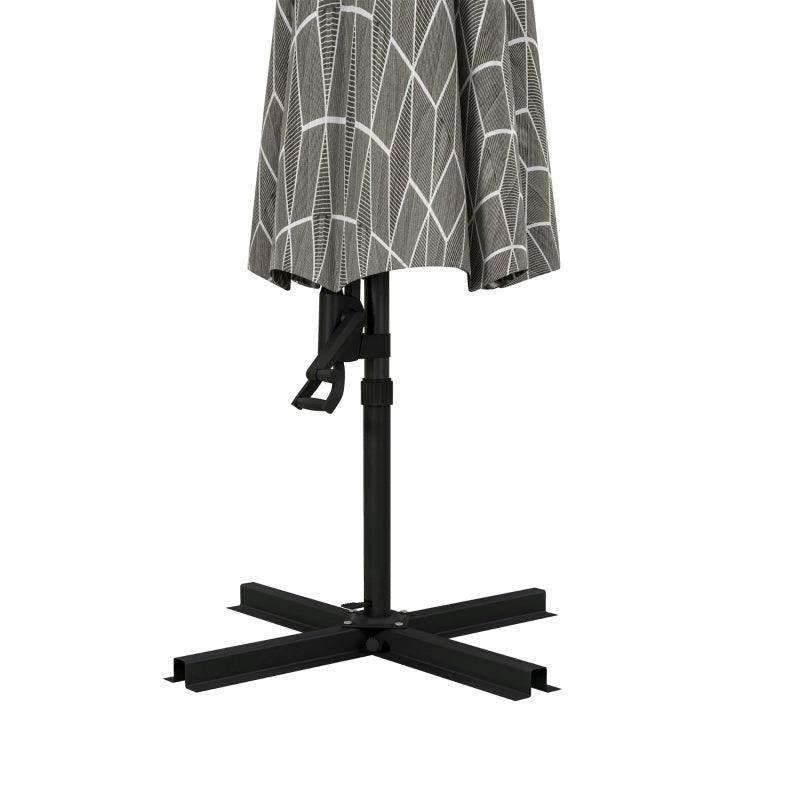 Outsunny 3m Convertible Cantilever Parasol and Centre-Post Garden Parasol - 360° Rotation Banana Parasol with Crank Handle, Cross Base, and 8 Ribs - Hanging Patio Umbrella in Black and White - ALL4U RETAILER LTD