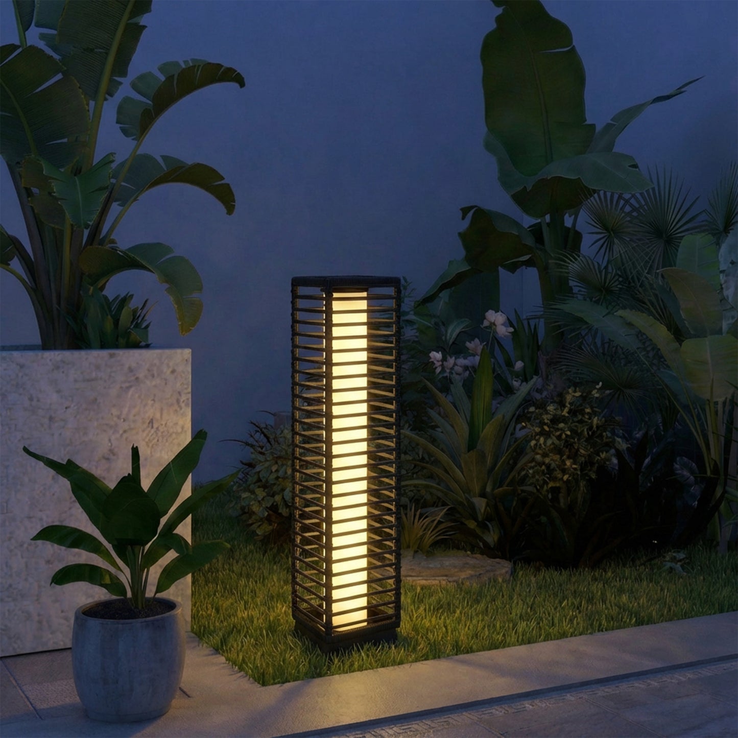 Outsunny 68 Cm Solar Rattan Floor Lamp For Garden Outdoor IP44 Waterproof Auto On Off LEDs Black