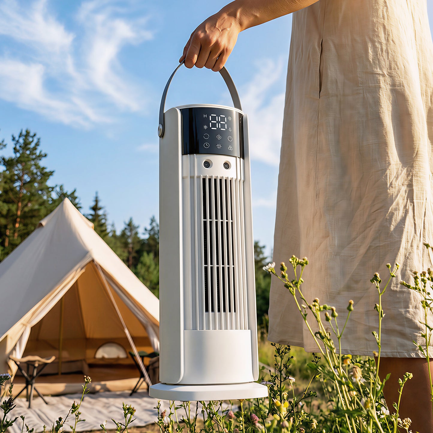 HOMCOM 16 Inch Mist Tower Fan With DC Motor 3 Speeds 90 Degree Oscillation 10 Hour Timer For Bedroom And Home Office
