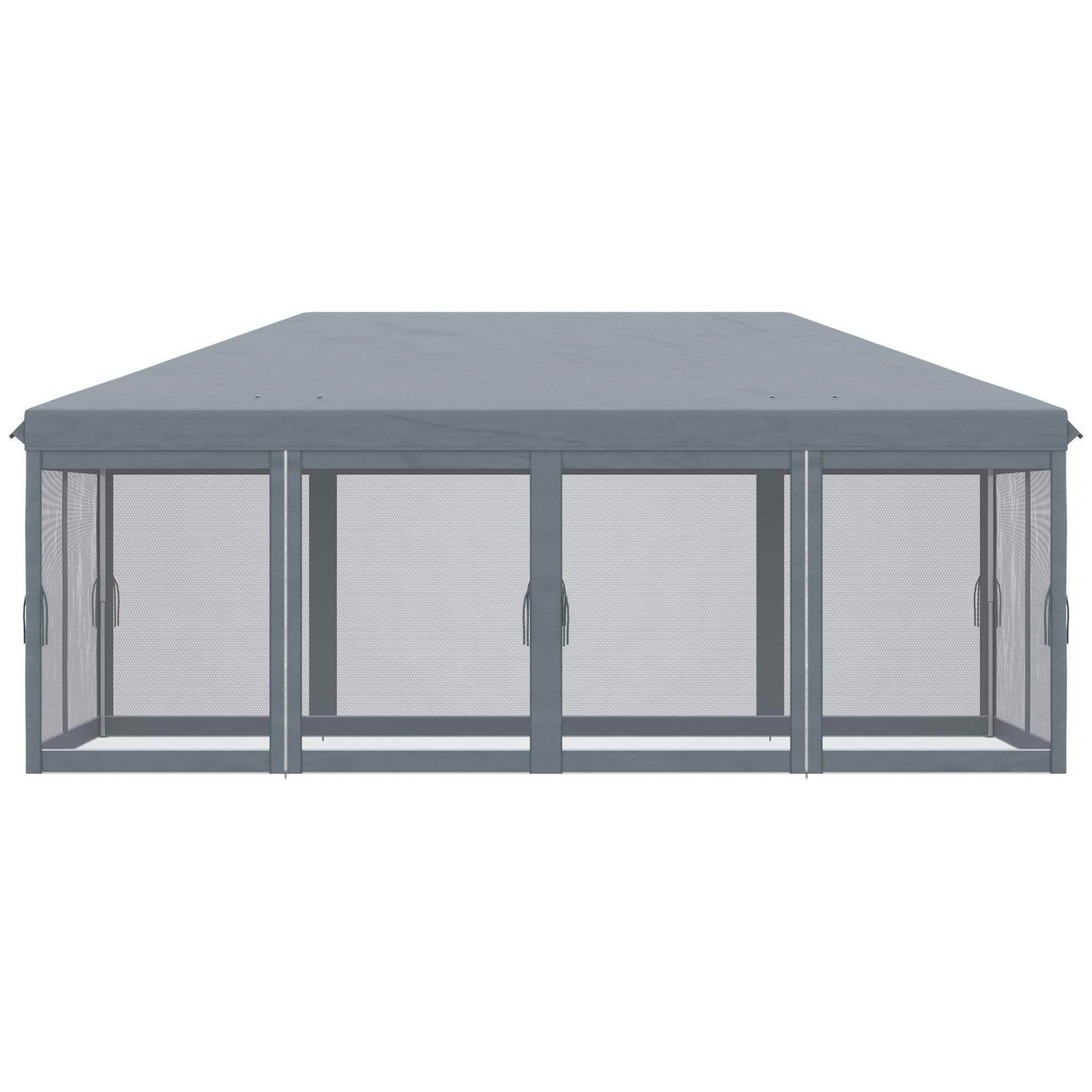 Outsunny 6 x 3m Pop Up Party Tent Canopy with 6 Removable Sidewalls Grey - ALL4U RETAILER LTD