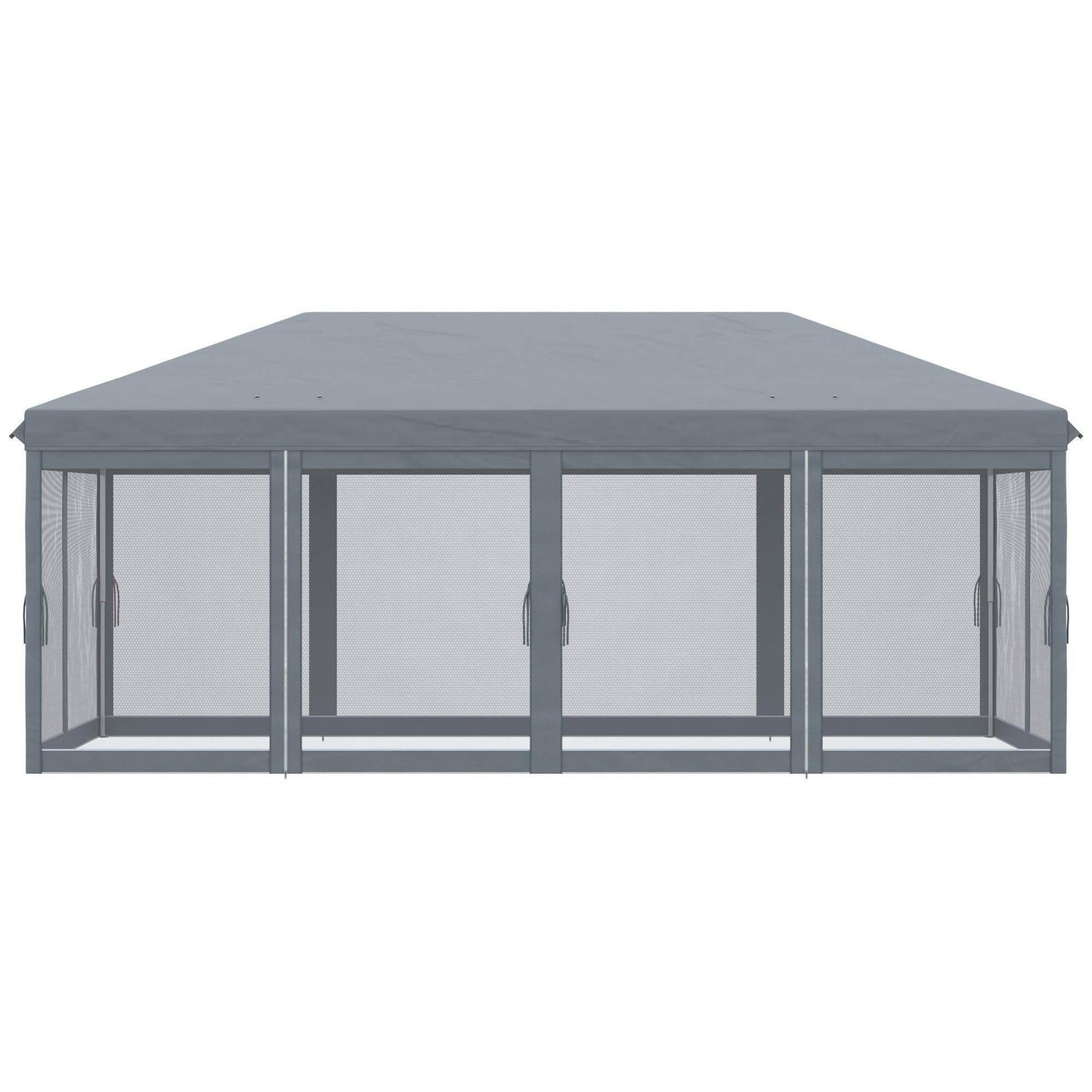 Outsunny 6 x 3m Pop Up Party Tent Canopy with 6 Removable Sidewalls Grey - ALL4U RETAILER LTD
