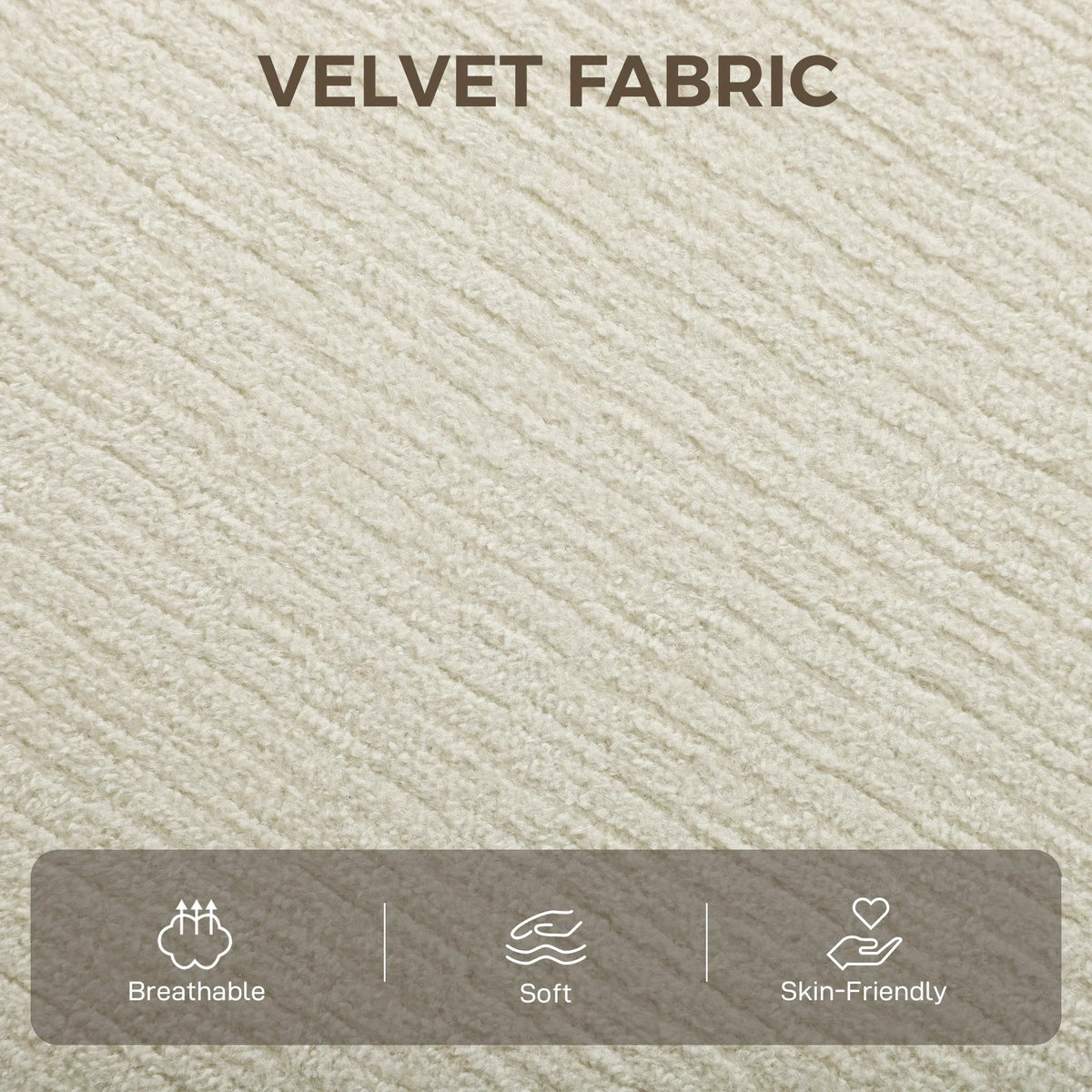 Beige velvet fabric close-up with textured pile for a soft, plush surface.