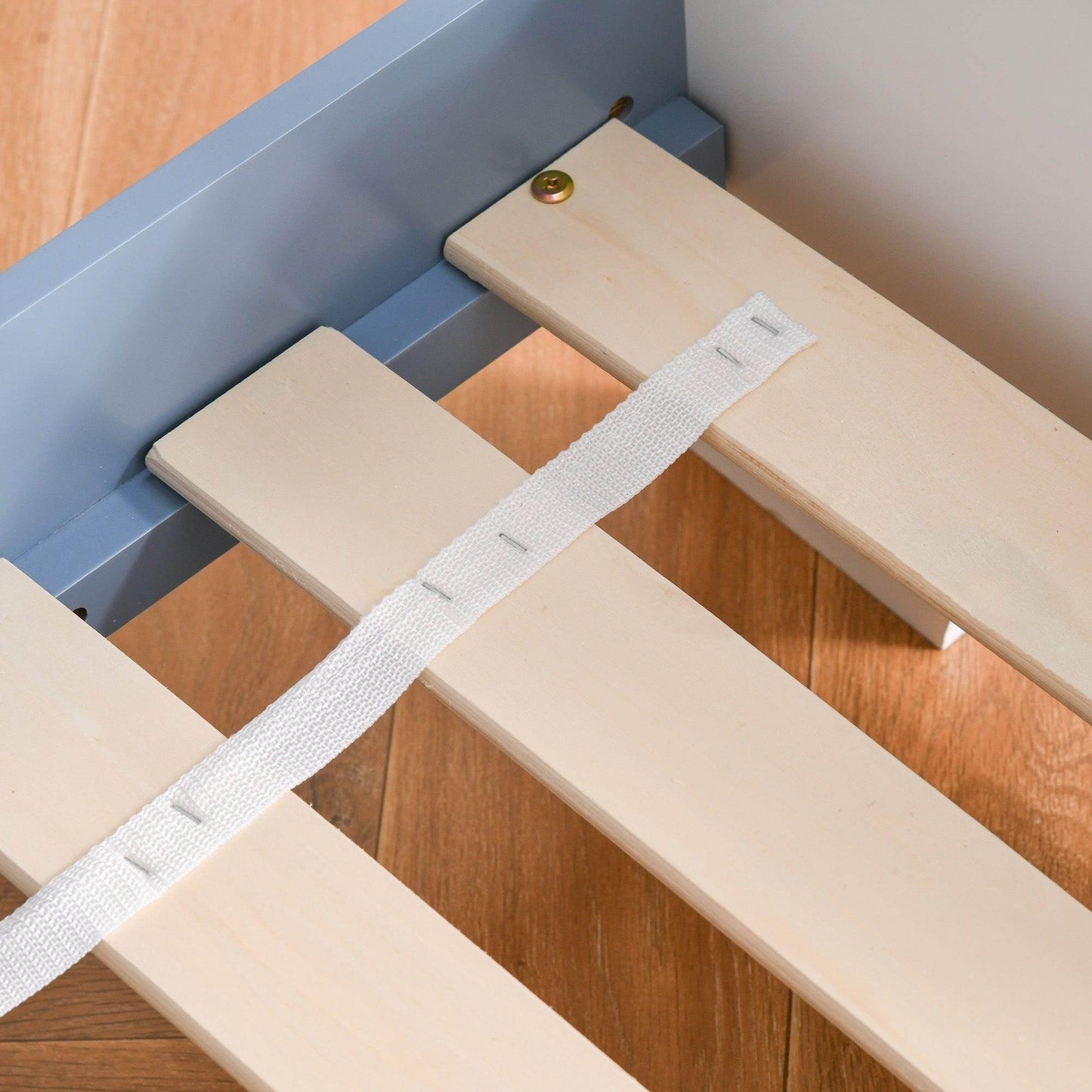 HOMCOM Kids Wooden Bed with Guardrails, Blue, 143 x 74 x 59 cm - ALL4U RETAILER LTD