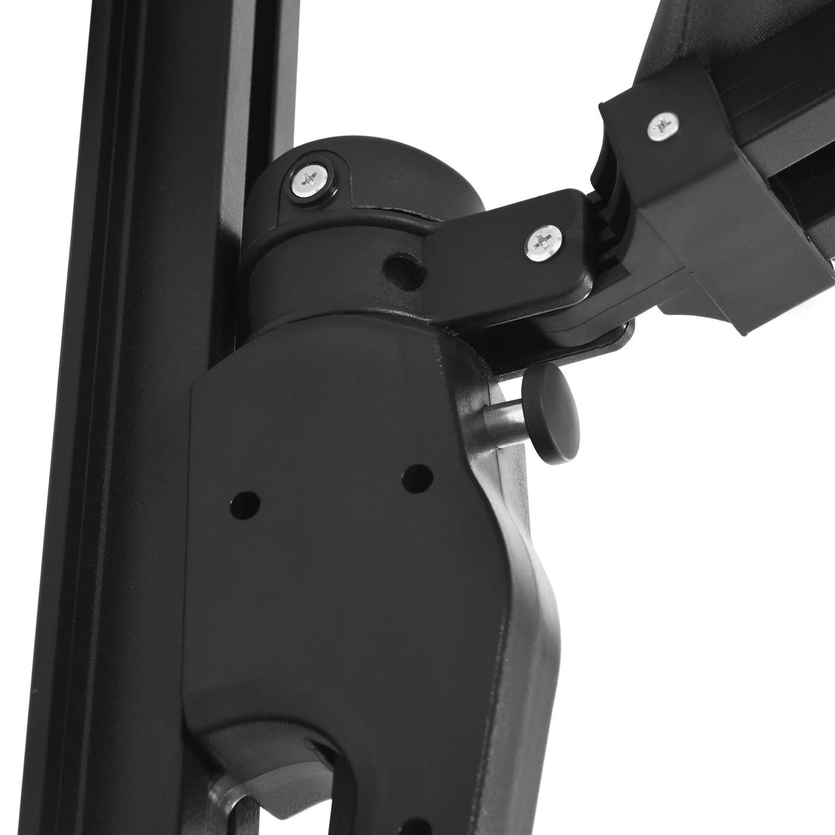 Black wall-mount umbrella hinge and rotating linkage mechanism