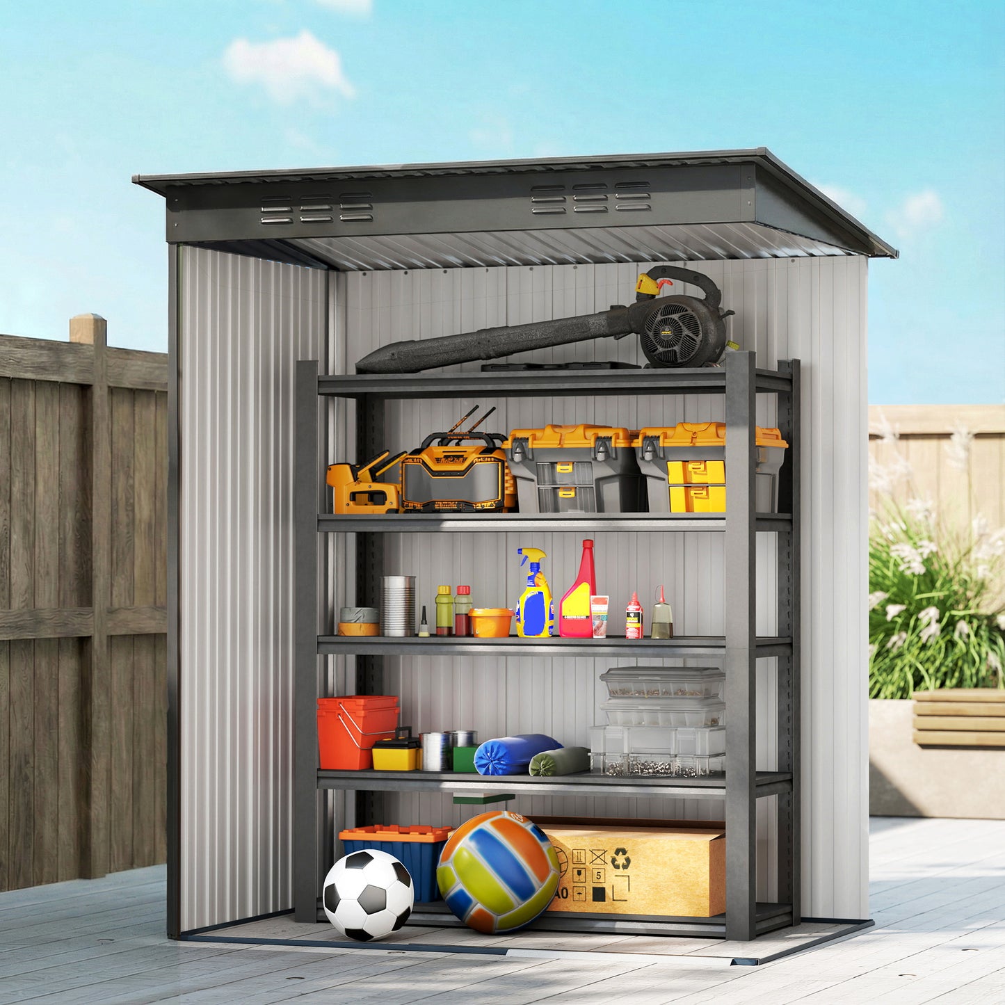 Outsunny 5 X 3.5 Ft Metal Garden Storage Shed With Effortless Assembly And Waterproof Outdoor Use Light Grey