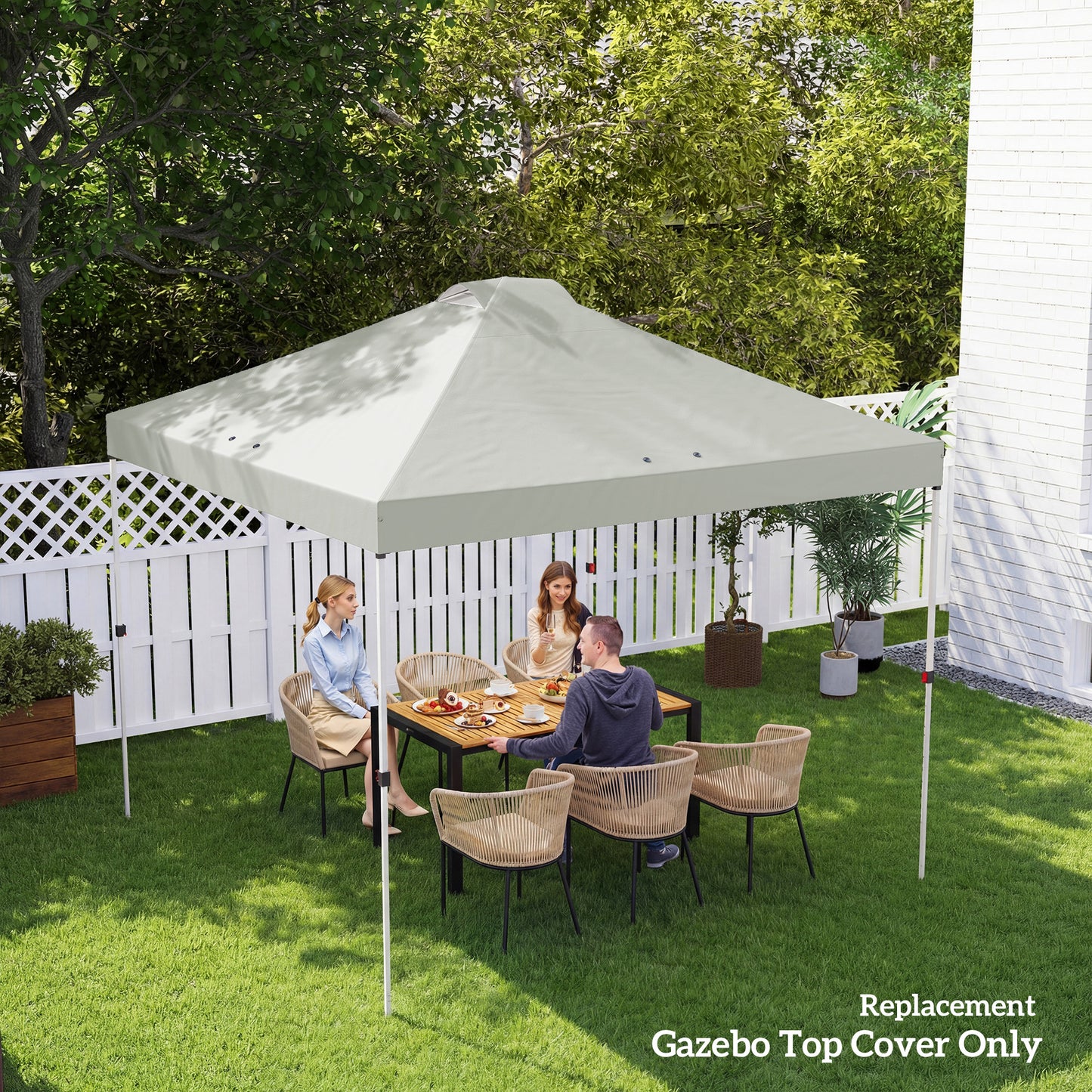 Outsunny Gazebo Roof Replacement UV50 Plus Waterproof Pop Up Canopy Cover With 8 Drainage Holes 3 X 3 M White