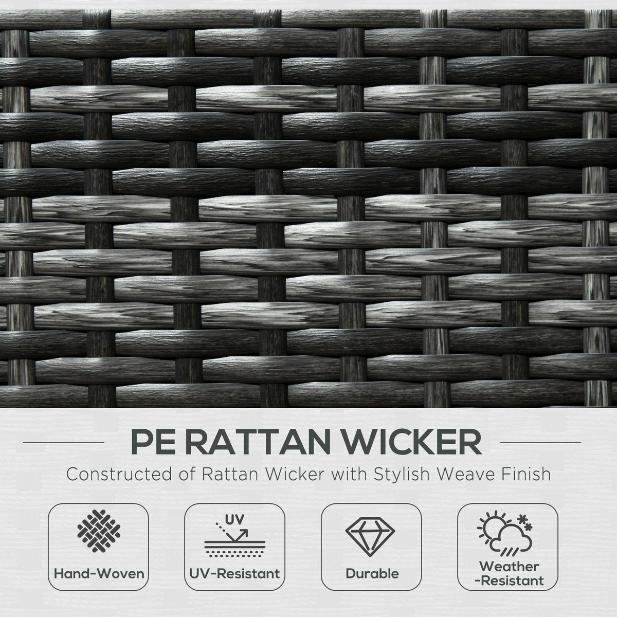 Dark grey woven rattan wicker with tight wave pattern