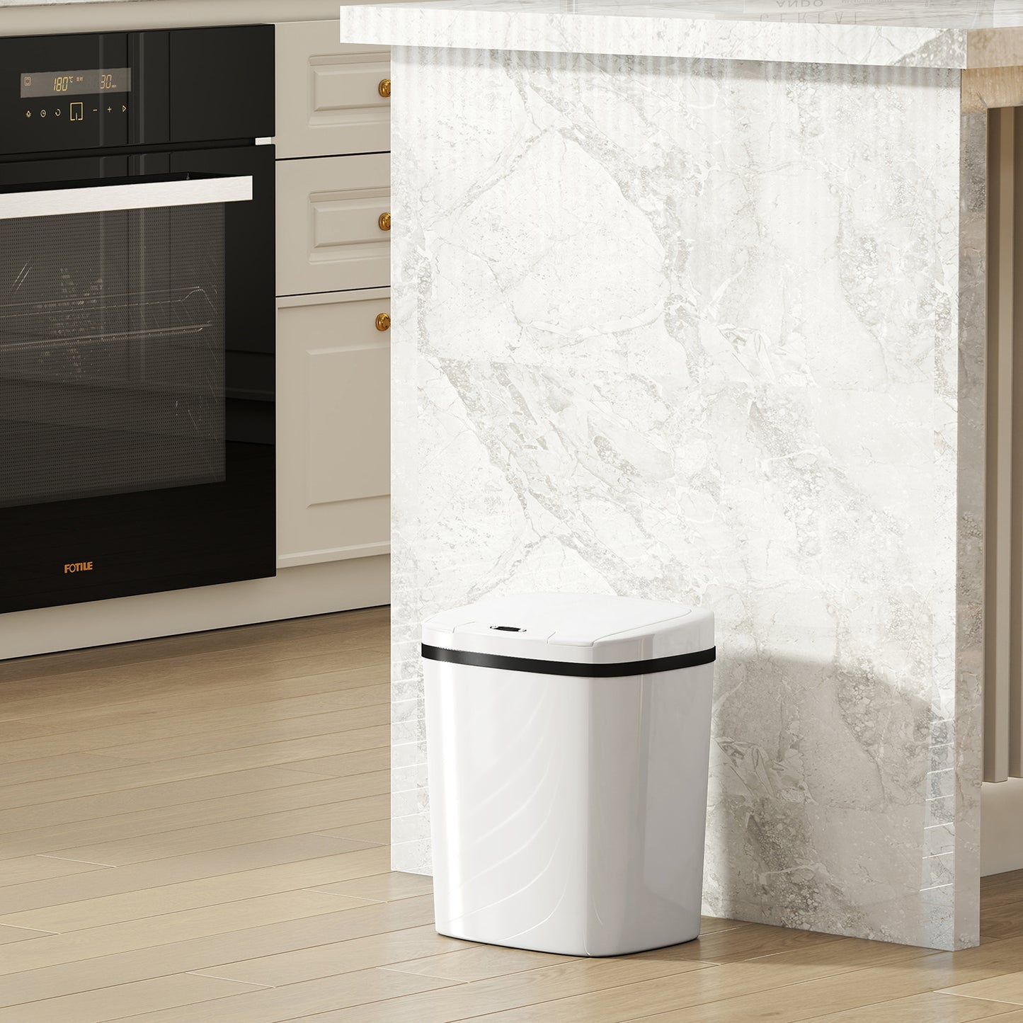 Homcom 15L Sensor Bin Touchless Kitchen Bin Battery Operated Automatic Open Easy Clean White