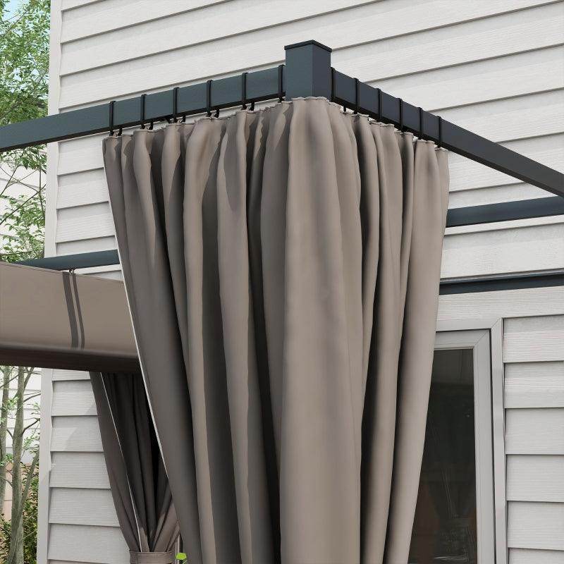 Outsunny 3 x 3(m) Retractable Pergola - Garden Gazebo Shelter with Curtains for Grill, Patio, Deck - Light Grey - ALL4U RETAILER LTD