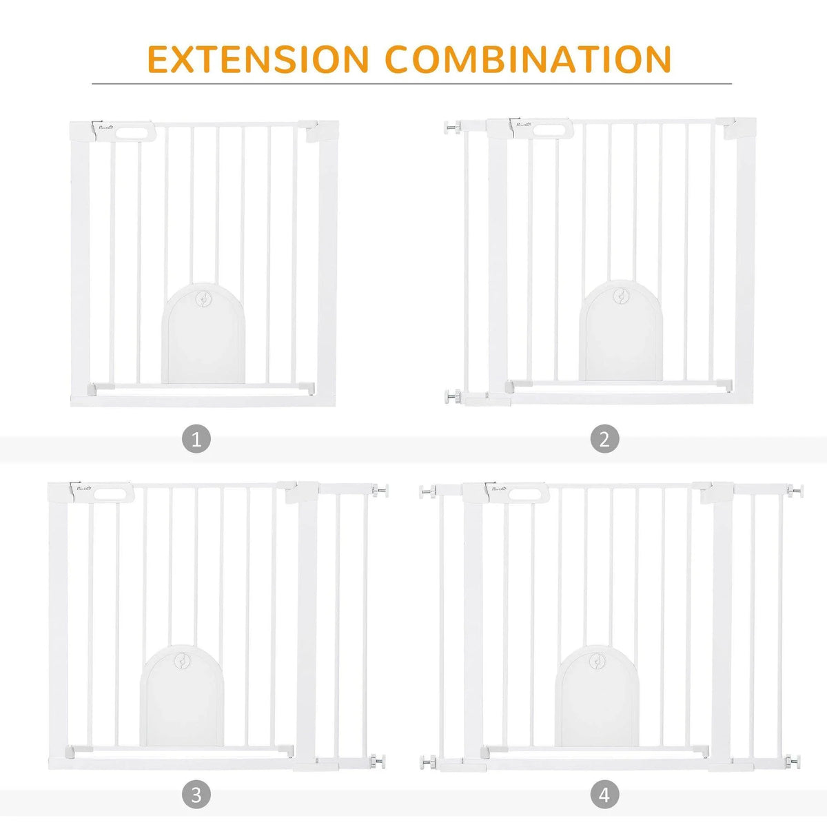 Pet safety gate extension combination with four setup options