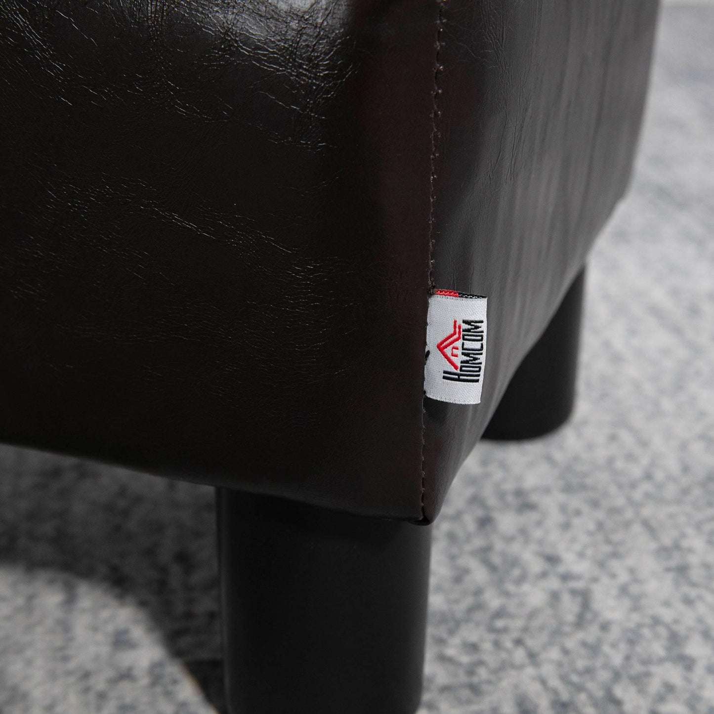 HOMCOM PU Leather Footstool Ottoman Cube with 4 Plastic Legs for Home and Office Use - ALL4U RETAILER LTD
