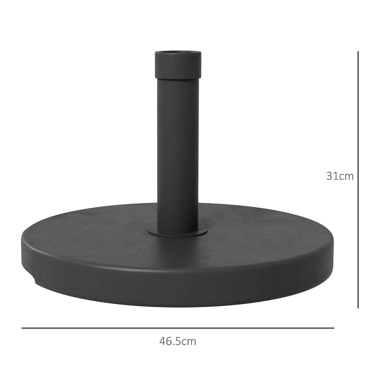 Round umbrella stand base with center pole, 46.5cm diameter and dark gray finish