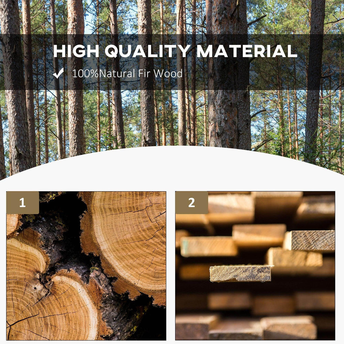 Natural fir wood material sample for a wooden garden bench.
