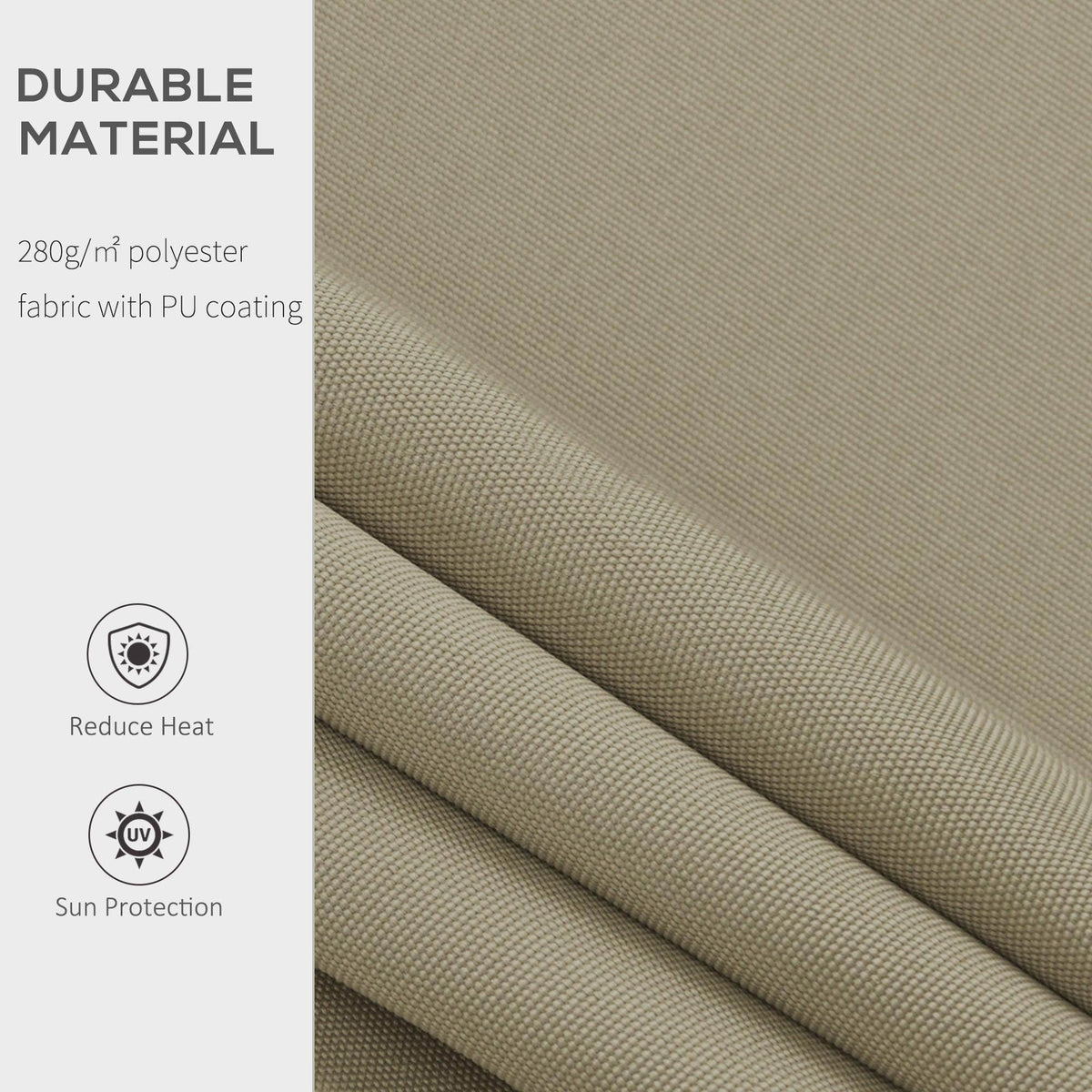 Beige awning fabric close-up with textured weave and PU coating