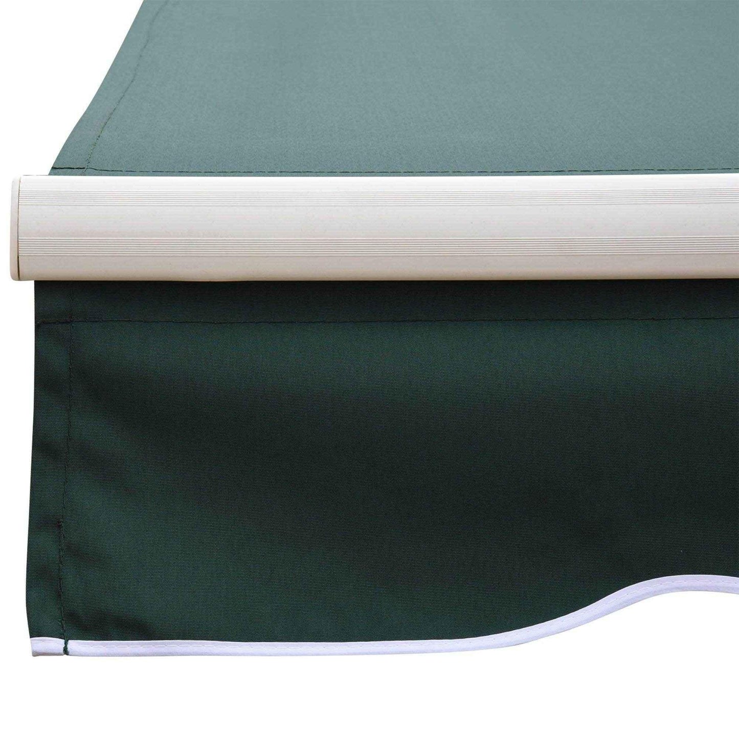 Green manual awning with white trim, outdoor home and garden shade from ALL4U RETAILER LTD