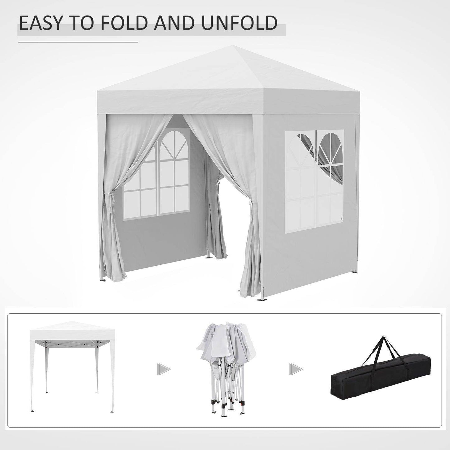 Outsunny 2x2m Pop Up Gazebo - White - ALL4U RETAILER LTD