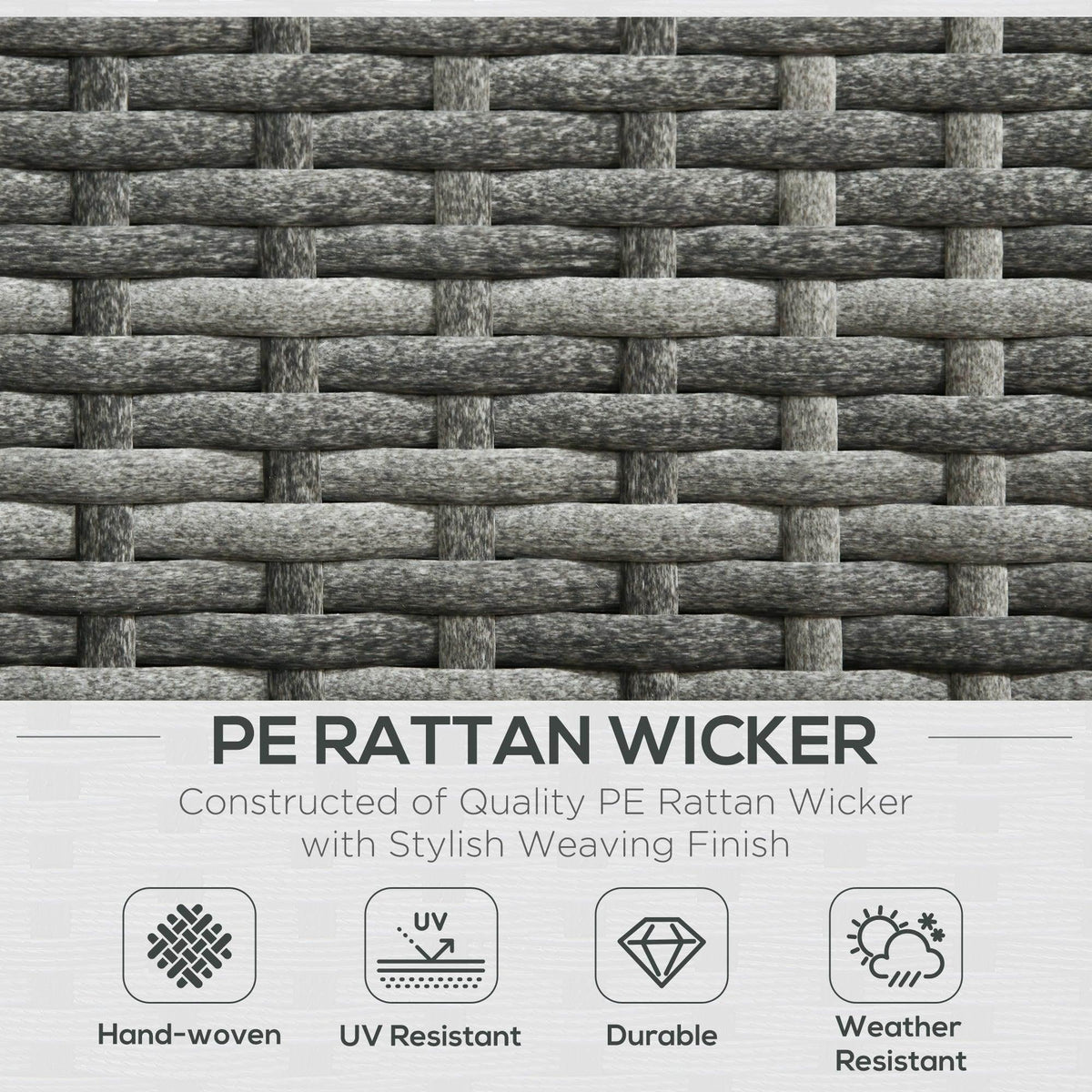 Grey rattan weave panel with tight braided pattern