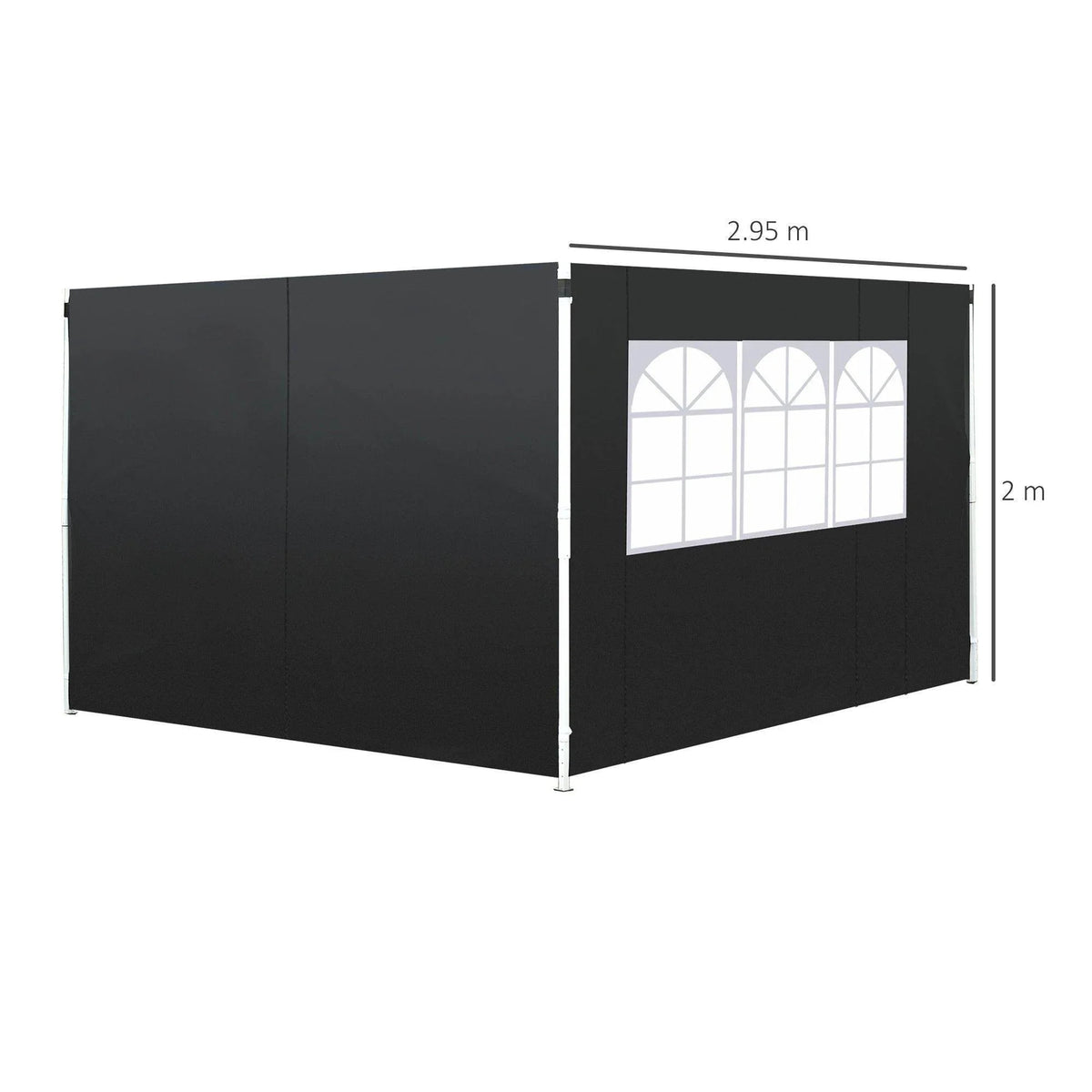 Black outdoor gazebo with 3 arched windows, 2.95m x 2m, ideal for garden or patio use