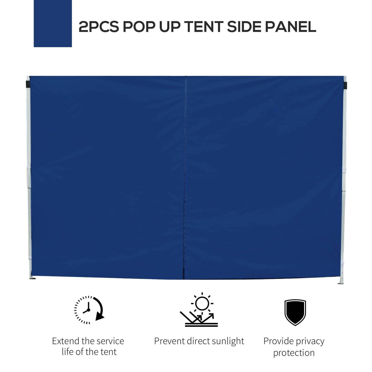 Blue pop-up tent side panels for privacy, sun protection, and extended tent life