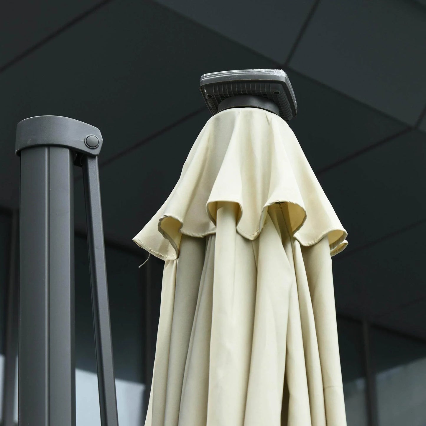 Outsunny 3m Offset Garden Umbrella - Beige - ALL4U RETAILER LTD