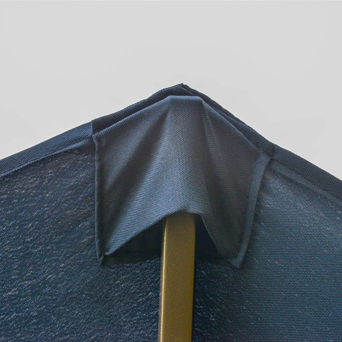 Blue outdoor sun umbrella canopy fabric with stitched corner and pole sleeve