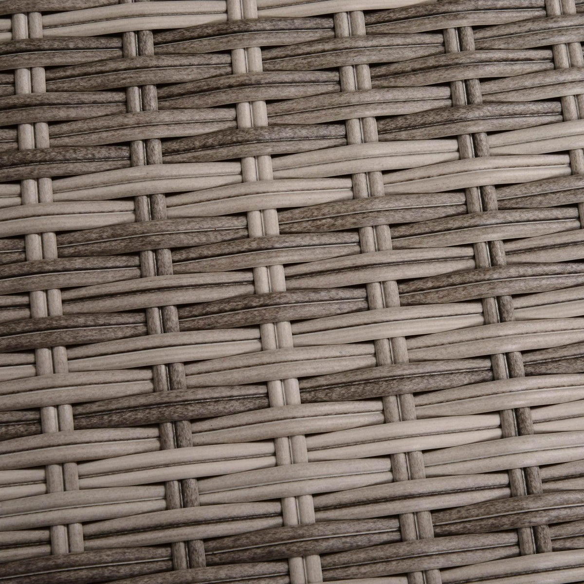 Close-up of grey handwoven rattan lattice texture on outdoor furniture frame