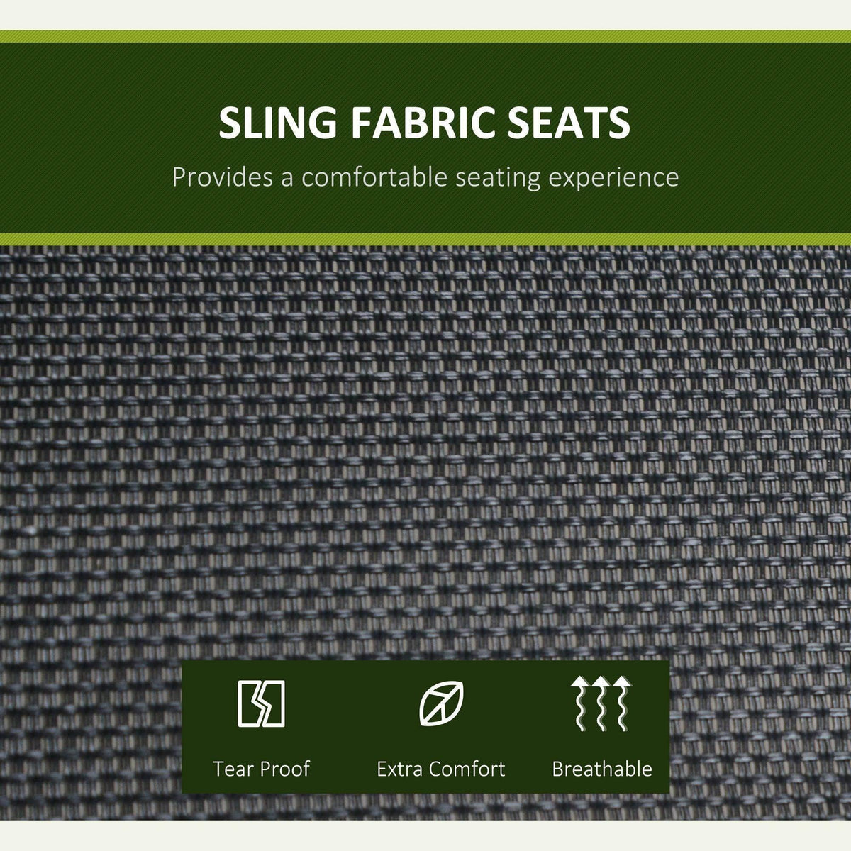 Black woven sling seat fabric with textured pattern for porch swing bench