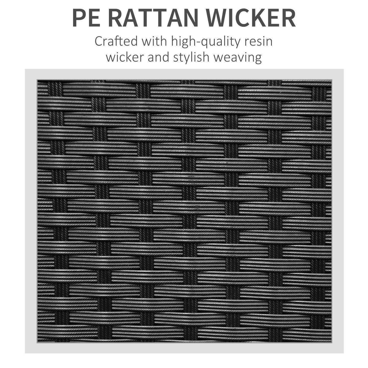 Black PE resin wicker weave panel with repeating square pattern