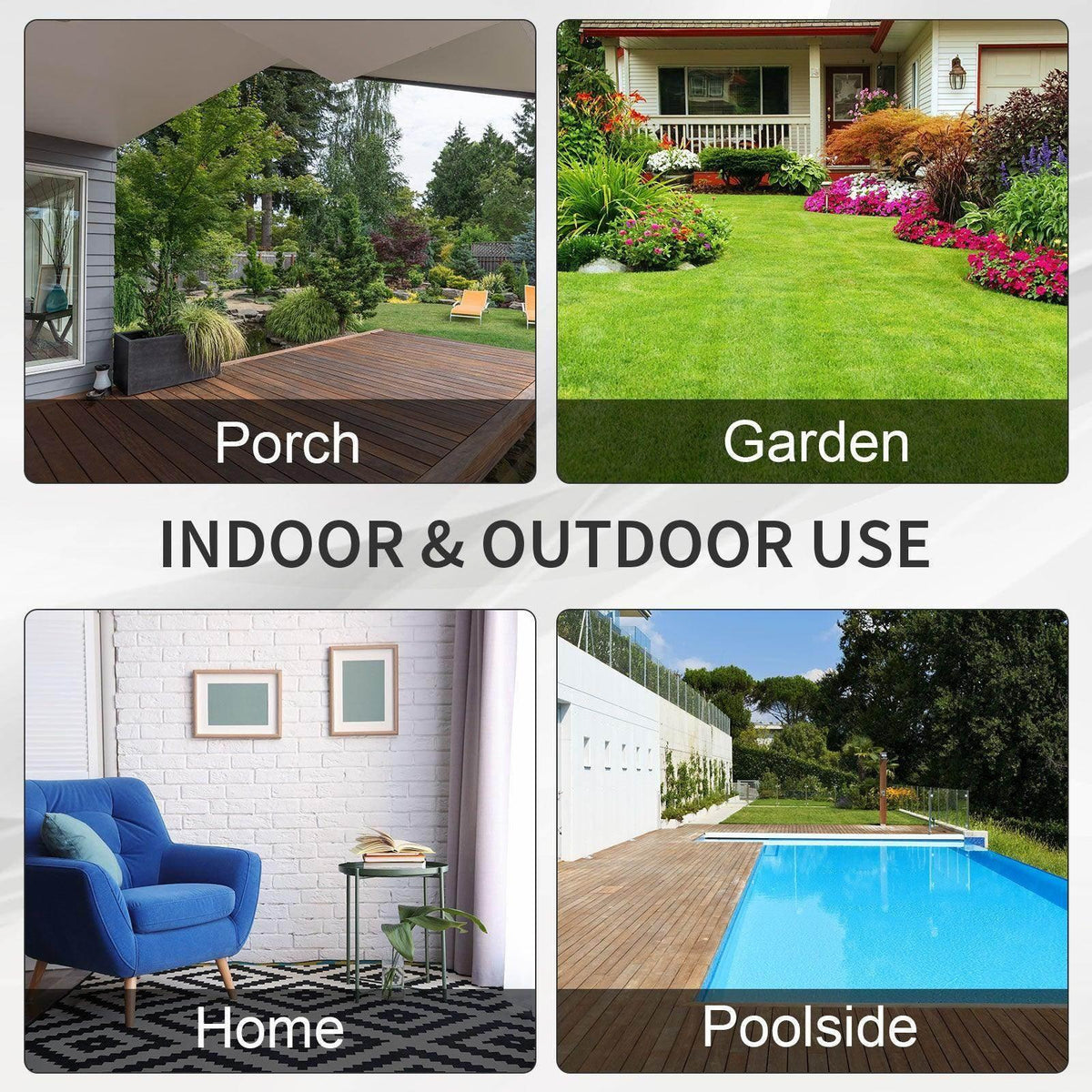 Black resin rattan sofa set with white cushions, shown for indoor and outdoor use