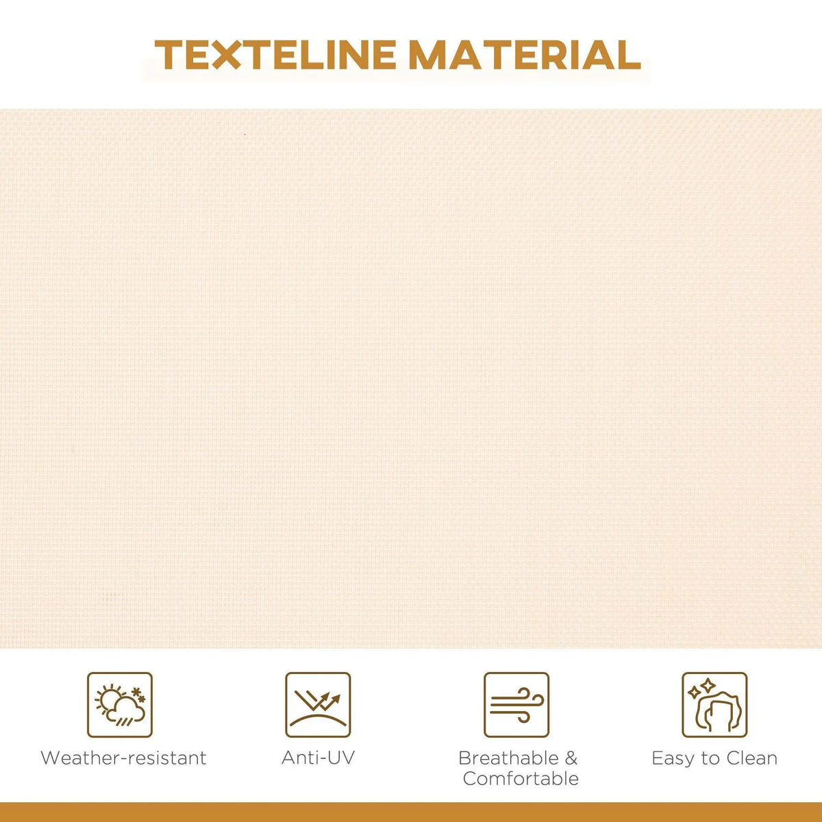 Beige Textilene fabric material swatch for canopy and seat panels.