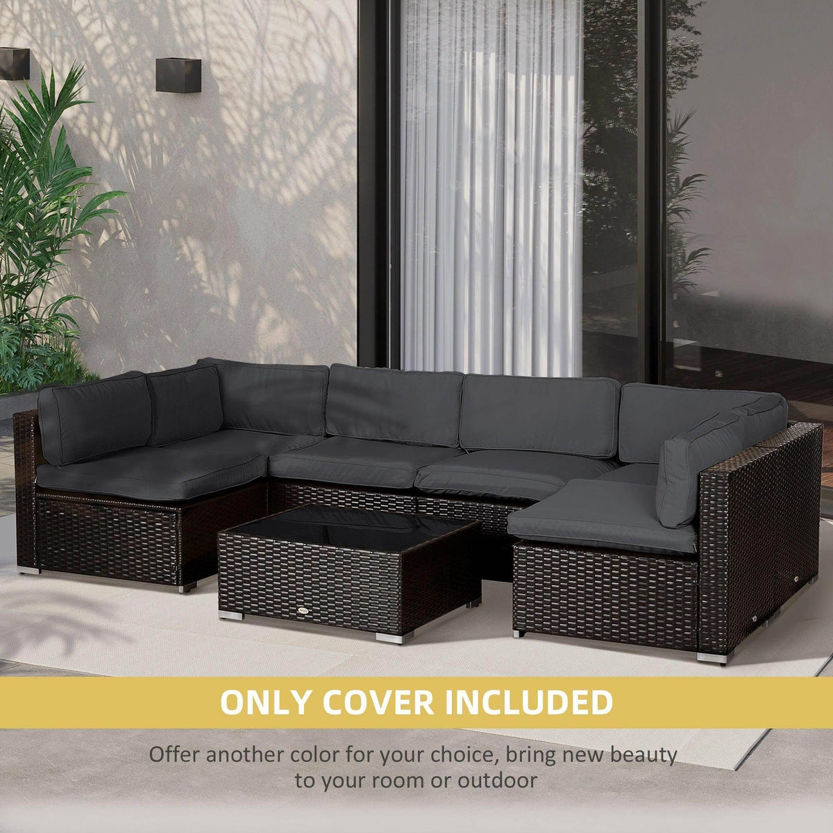 Dark green outdoor sofa cushion covers on sectional sofa, cover-only for cushions