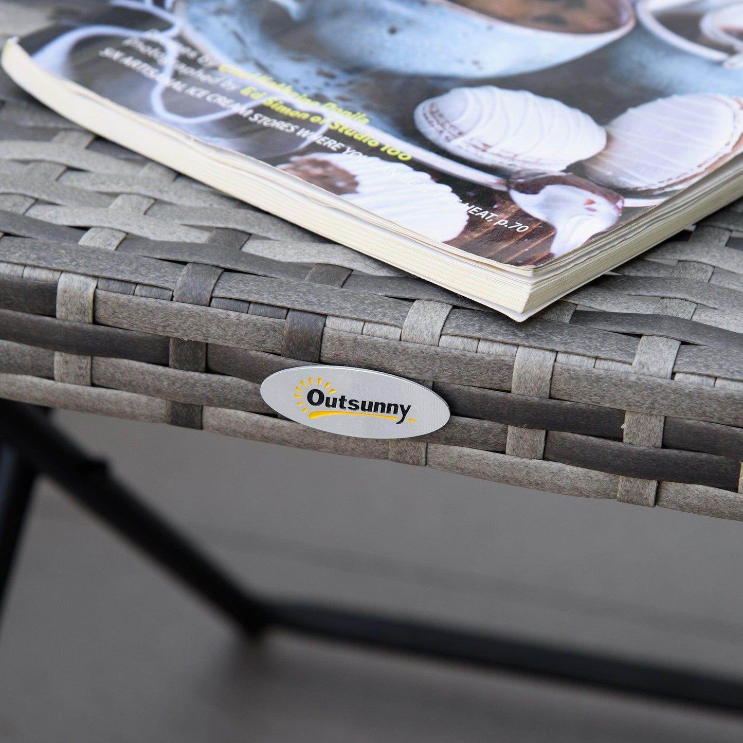 Outsunny Folding Rattan Coffee Table - Compact Outdoor Furniture - ALL4U RETAILER LTD