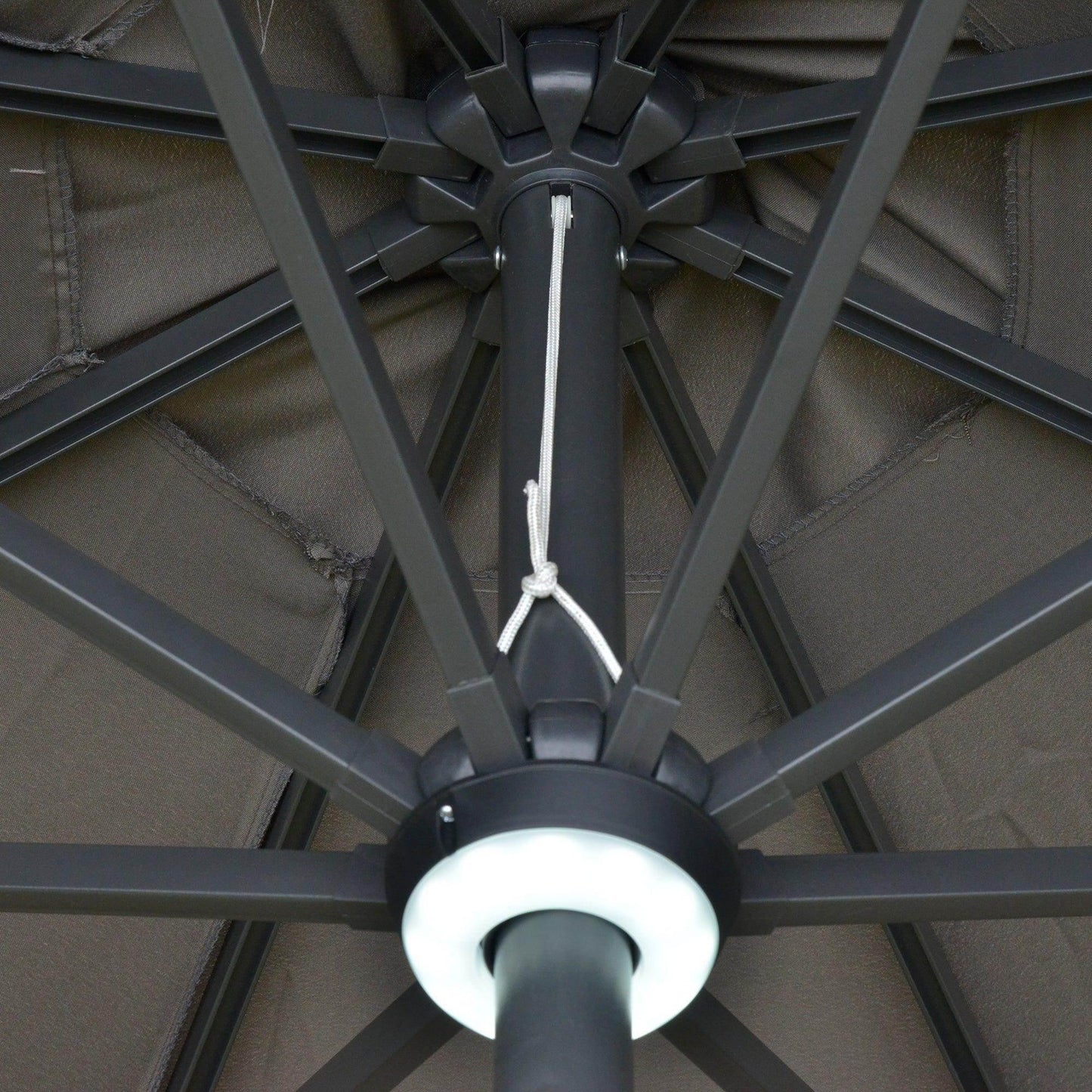 Outsunny Garden Umbrella with Solar Light - Grey - ALL4U RETAILER LTD