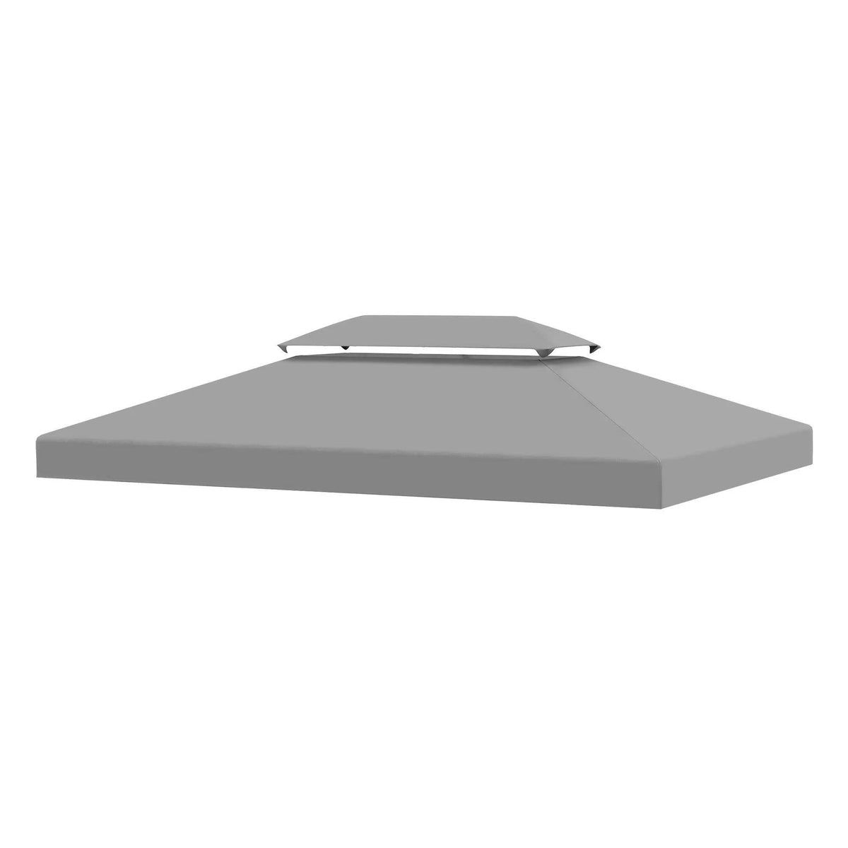 Light grey gazebo canopy top cover with peaked panel and corner tabs