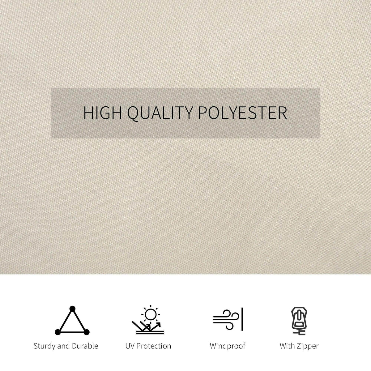 Beige polyester privacy panel fabric with tight woven texture